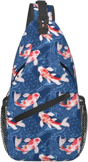 Ocean Goldfish Sling Bag for Men Women Lightweight Shoulder Chest Bags Multipurpose Sling Backpack Adjustable Casual Crossbody Backpack for Outdoor Travel Cycling Gym Hiking Daypack