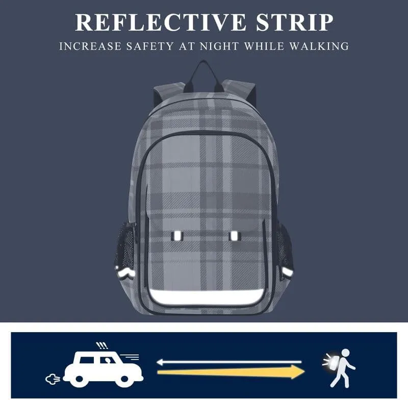 ODAWA Gray Plaid Backpacks for School Girls Book Bags Teens Child Elementary School Bag Girls Boys Backpack
