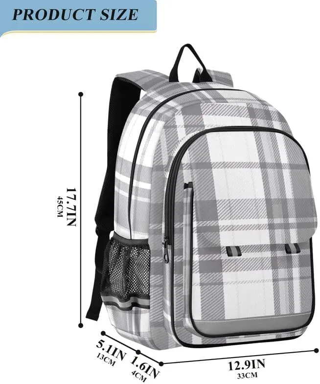 ODAWA Gray Plaid Backpacks for School Girls Book Bags Teens Child Elementary School Bag Girls Boys Backpack