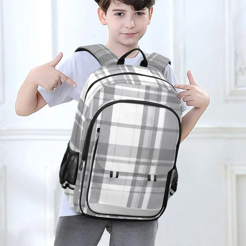 ODAWA Gray Plaid Backpacks for School Girls Book Bags Teens Child Elementary School Bag Girls Boys Backpack