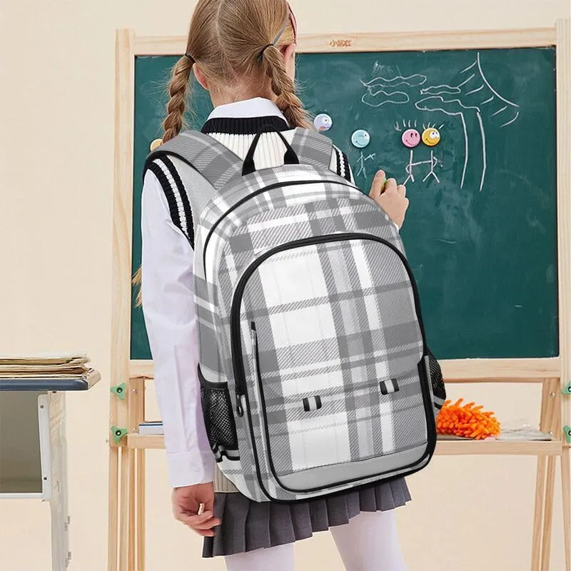 ODAWA Gray Plaid Backpacks for School Girls Book Bags Teens Child Elementary School Bag Girls Boys Backpack