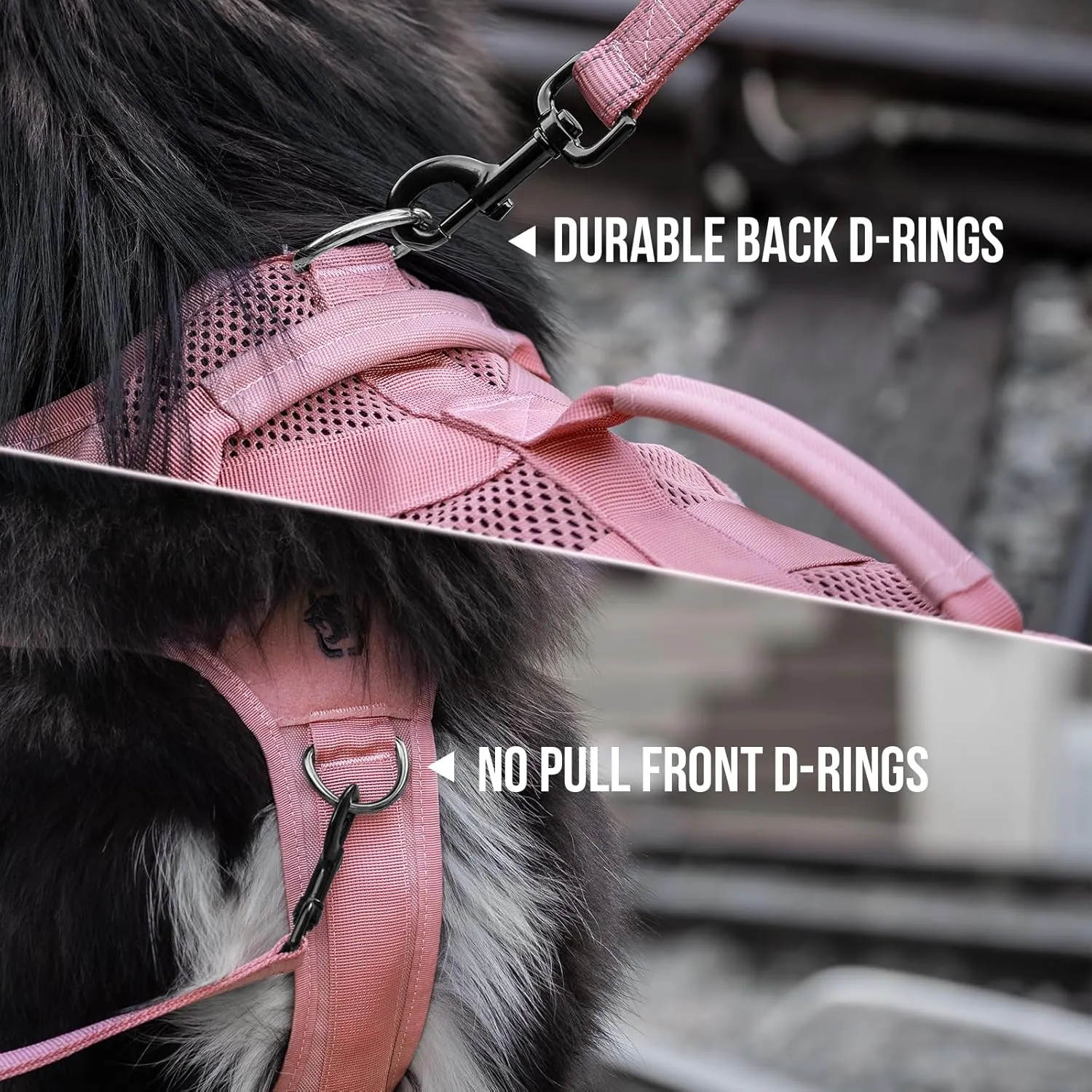 OneTigris Tactical Dog Harness for Small Dog, No Pull Vest with Handles, Breathable Military Dog Molle Vests, Harness for Walking Hiking Training (Pink, X-Large)