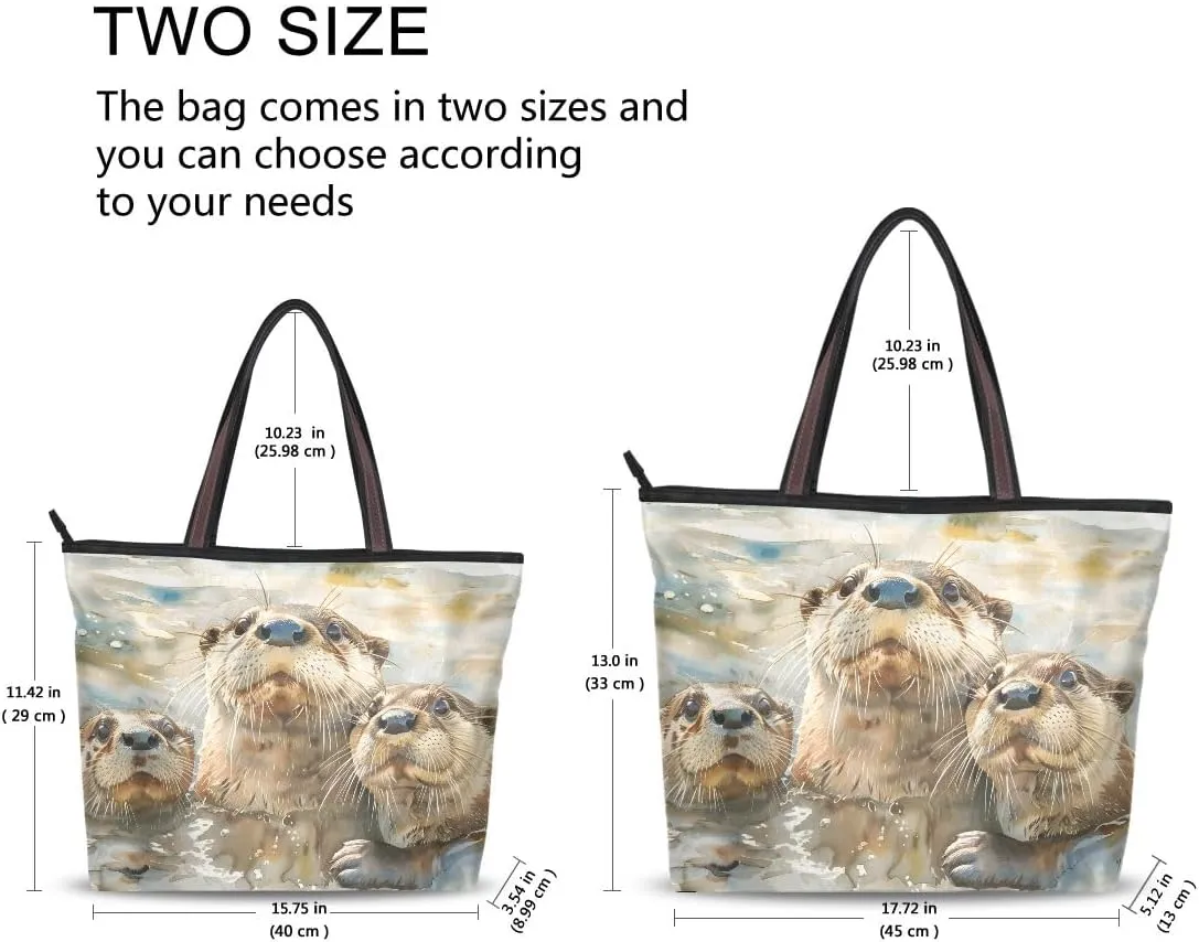 Otter Family Shoulder Bags Large Handle Ladies Handbag