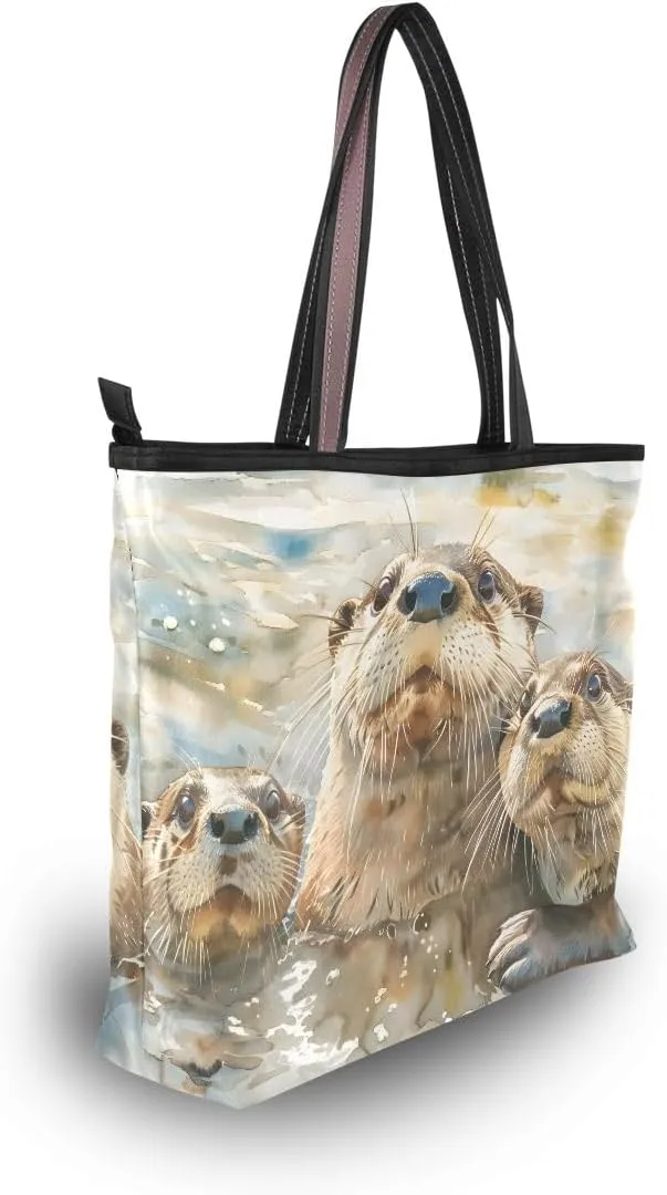 Otter Family Shoulder Bags Large Handle Ladies Handbag