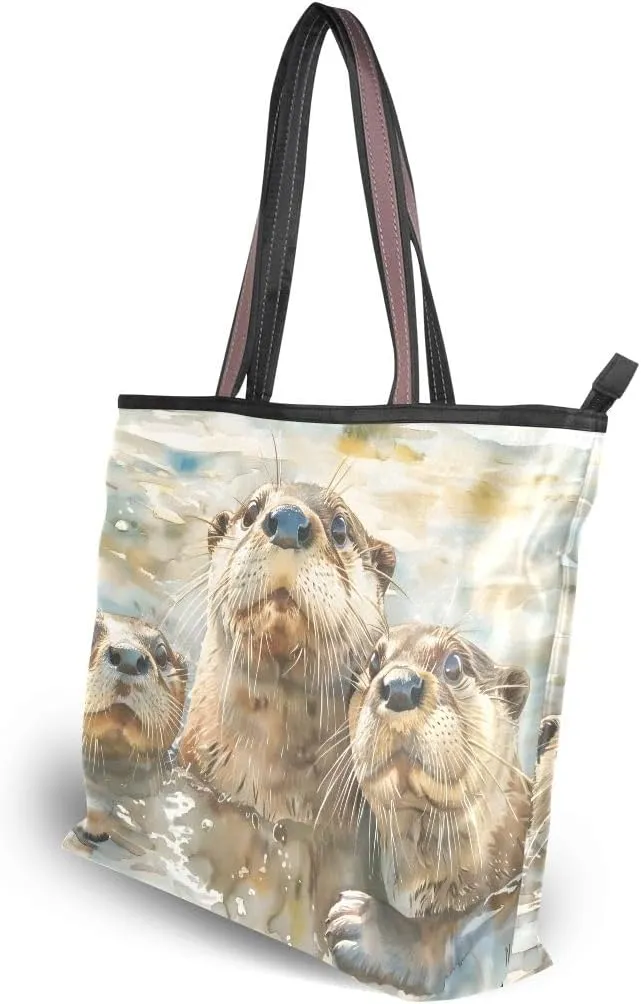 Otter Family Shoulder Bags Large Handle Ladies Handbag