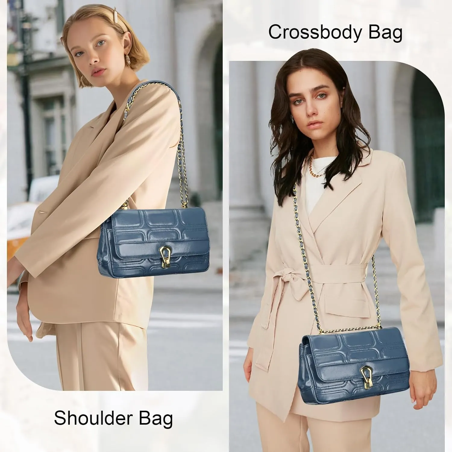 Over Earth Quilted Leather Crossbody Bags for Women Designer Trendy Shoulder Bag Small Chain Purse