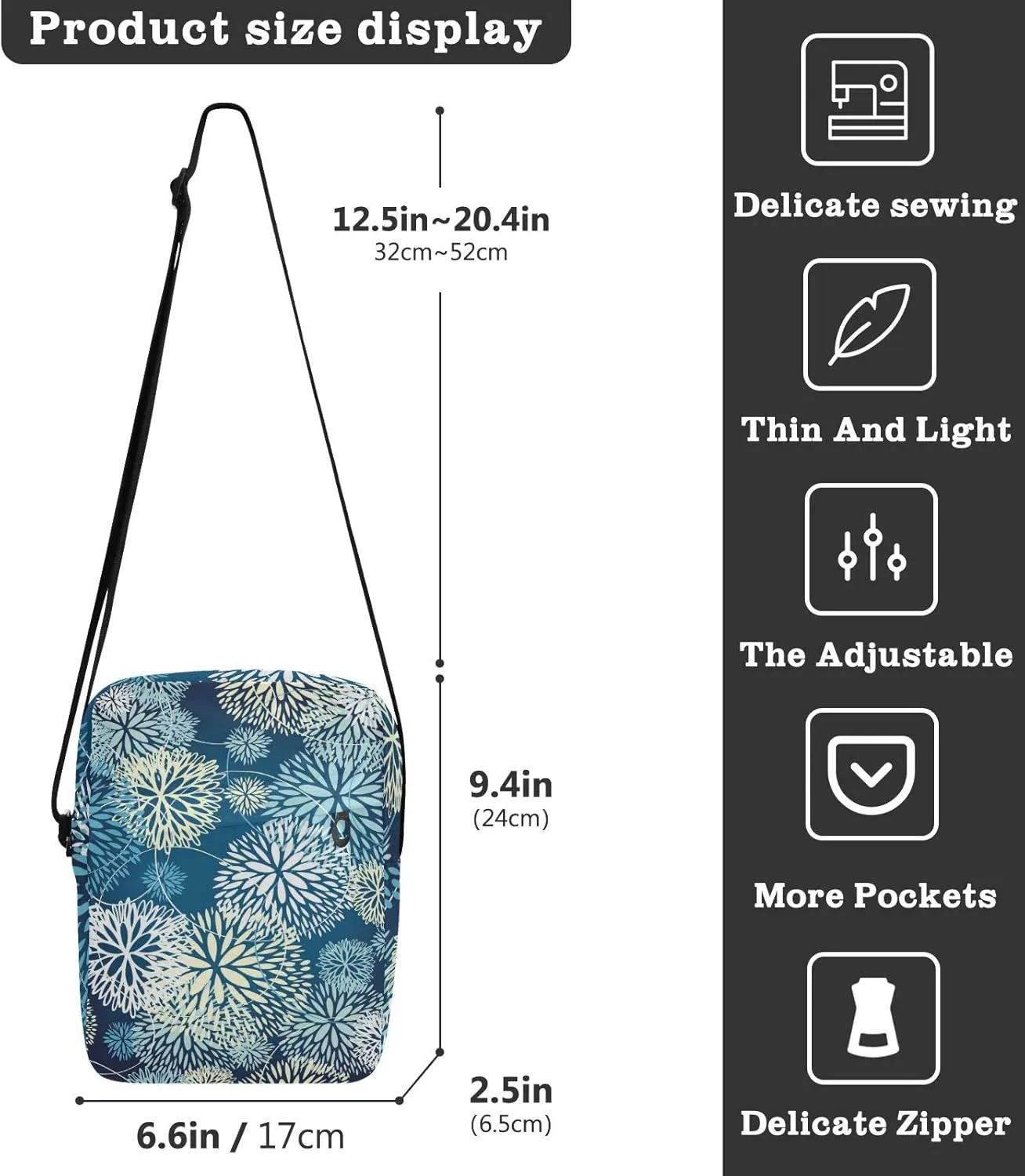 Oyihfvs Messenger Bag, Men's Crossbody Bag, Women's Crossbody Bag with Adjustable Strap
