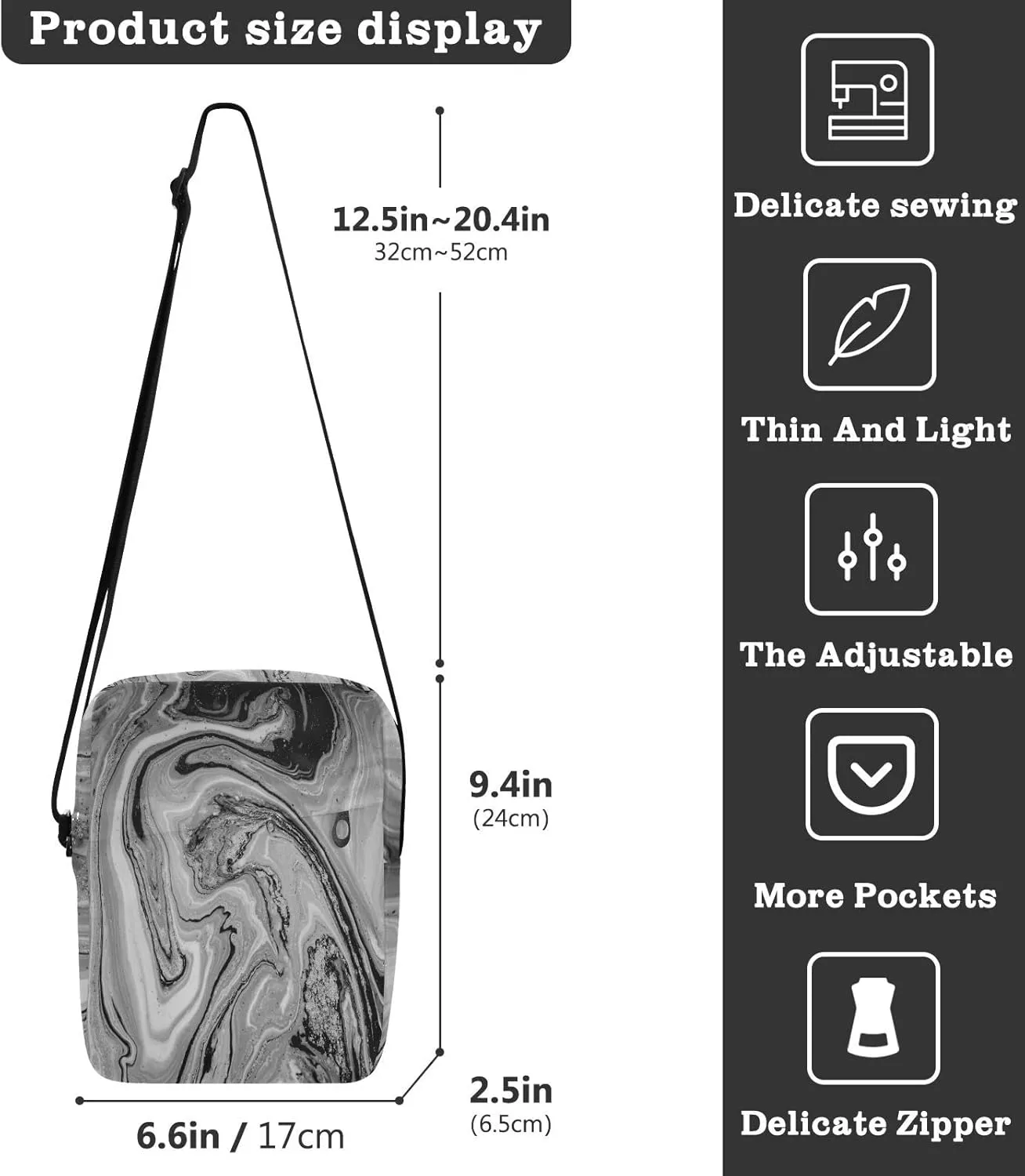 Oyihfvs Messenger Bag, Men's Crossbody Bag, Women's Crossbody Bag with Adjustable Strap