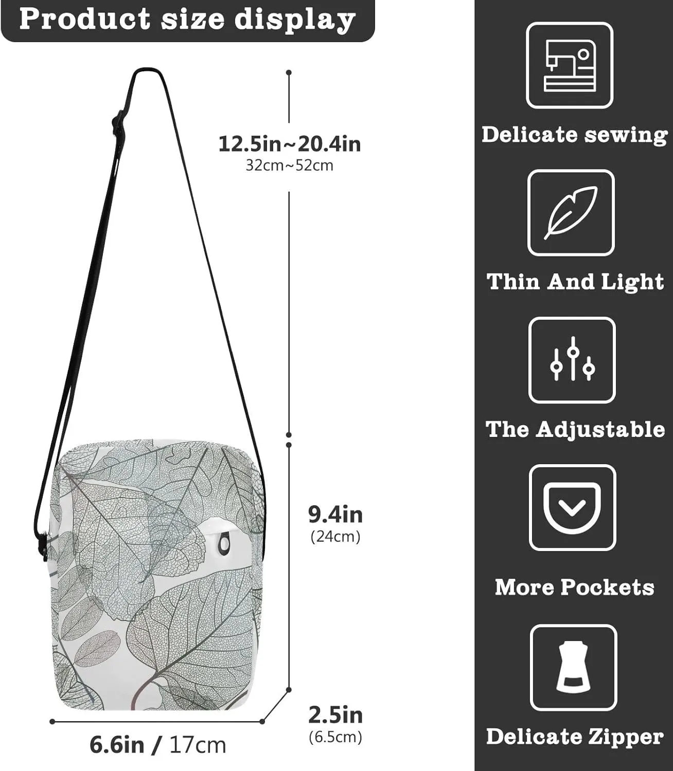 Oyihfvs Messenger Bag, Men's Crossbody Bag, Women's Crossbody Bag with Adjustable Strap