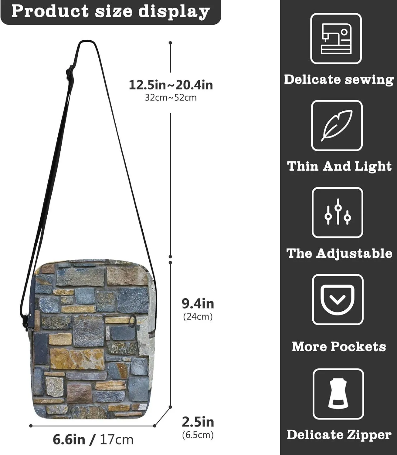 Oyihfvs Messenger Bag, Men's Crossbody Bag, Women's Crossbody Bag with Adjustable Strap