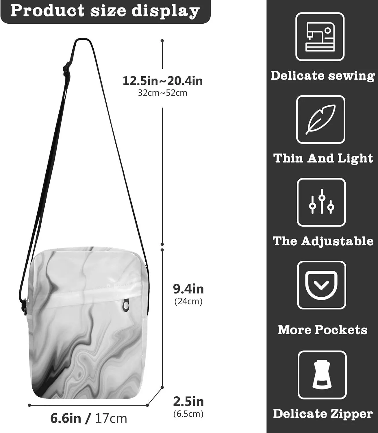 Oyihfvs Messenger Bag, Men's Crossbody Bag, Women's Crossbody Bag with Adjustable Strap
