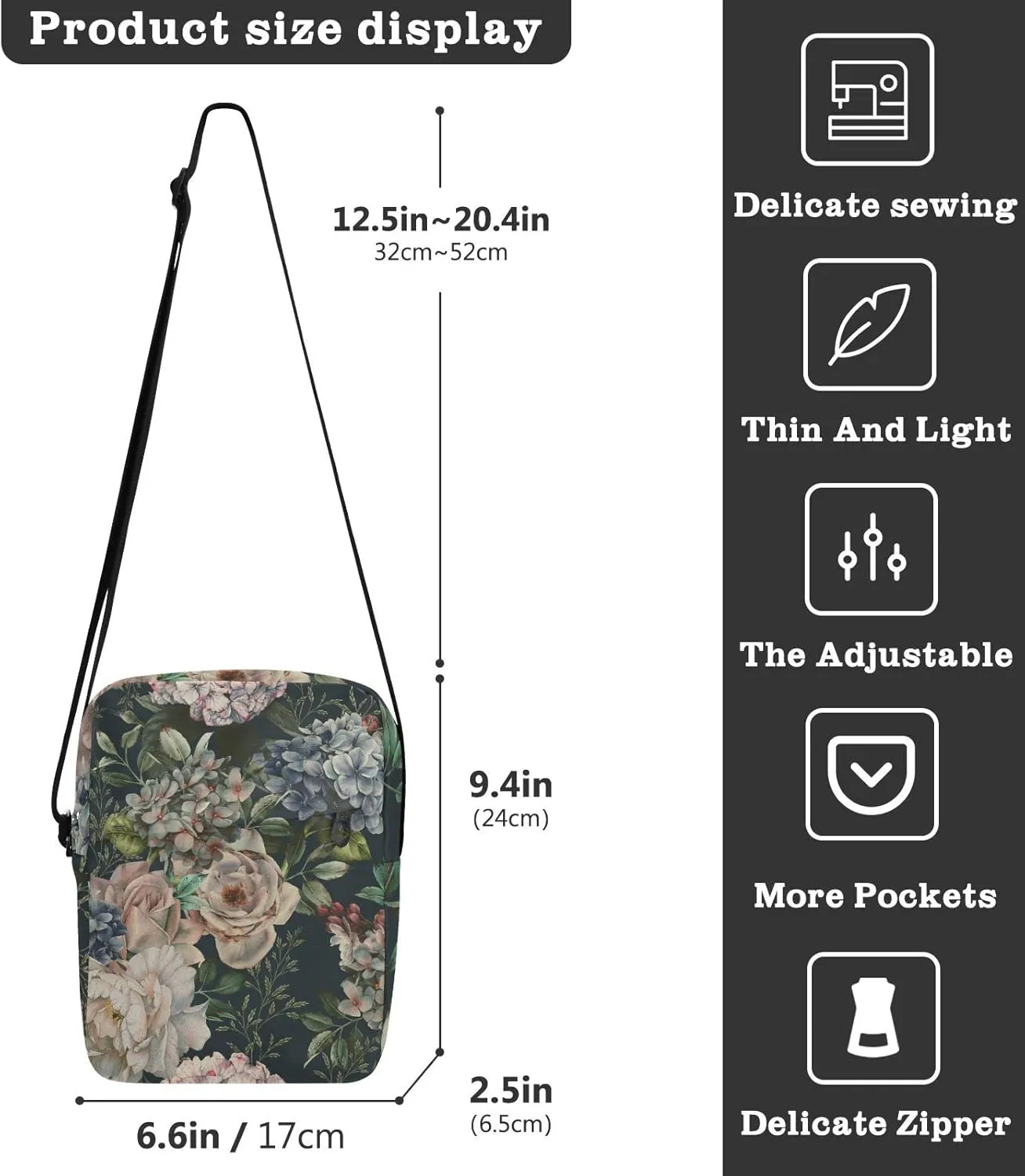 Oyihfvs Messenger Bag, Men's Crossbody Bag, Women's Crossbody Bag with Adjustable Strap