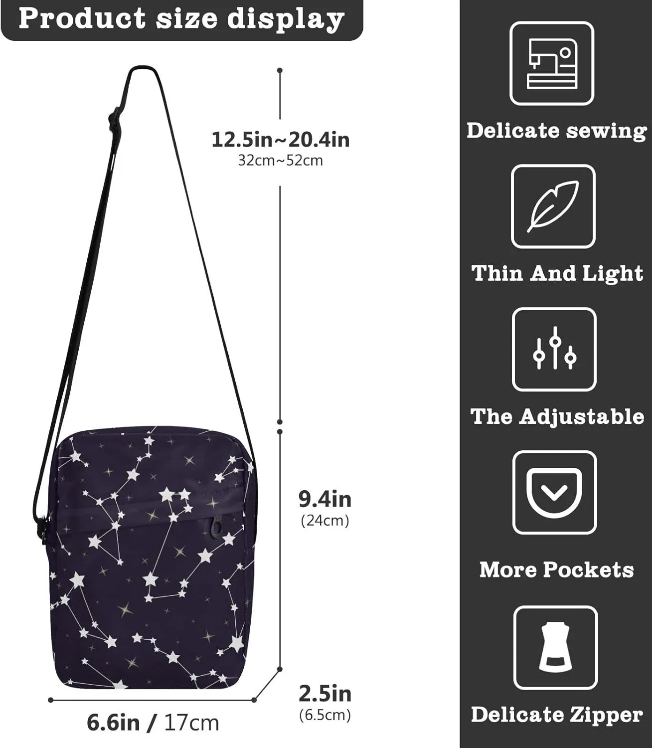 Oyihfvs Messenger Bag, Men's Crossbody Bag, Women's Crossbody Bag with Adjustable Strap