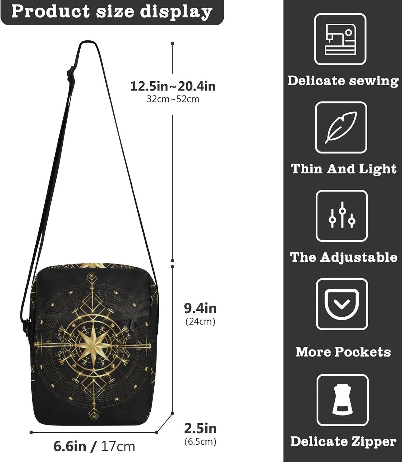 Oyihfvs Messenger Bag, Men's Crossbody Bag, Women's Crossbody Bag with Adjustable Strap