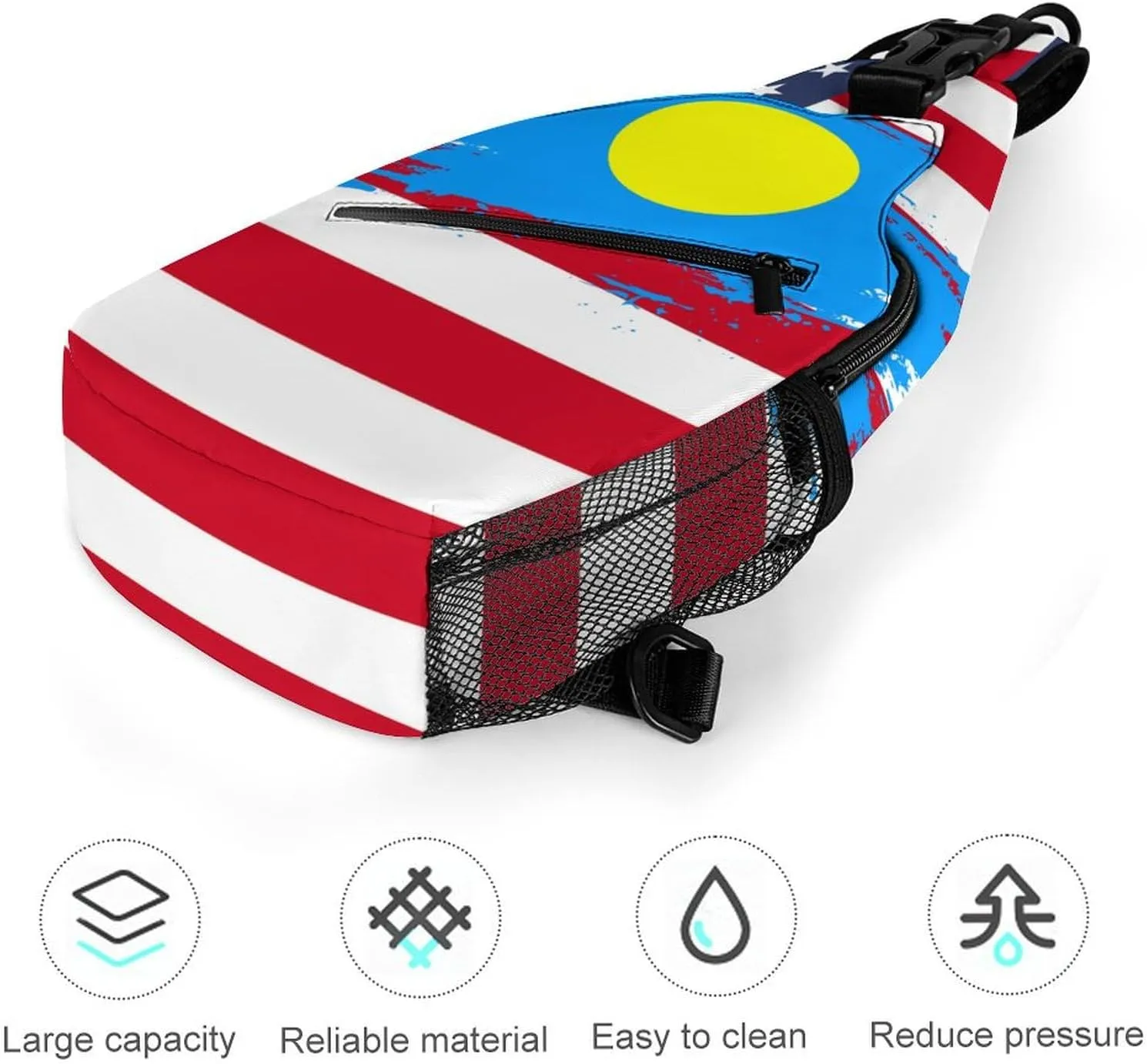 Panama Flag Hand Drawn Sling Bag Crossbody Chest Bag Shoulder Bag For Travel Hiking Cycling Camping