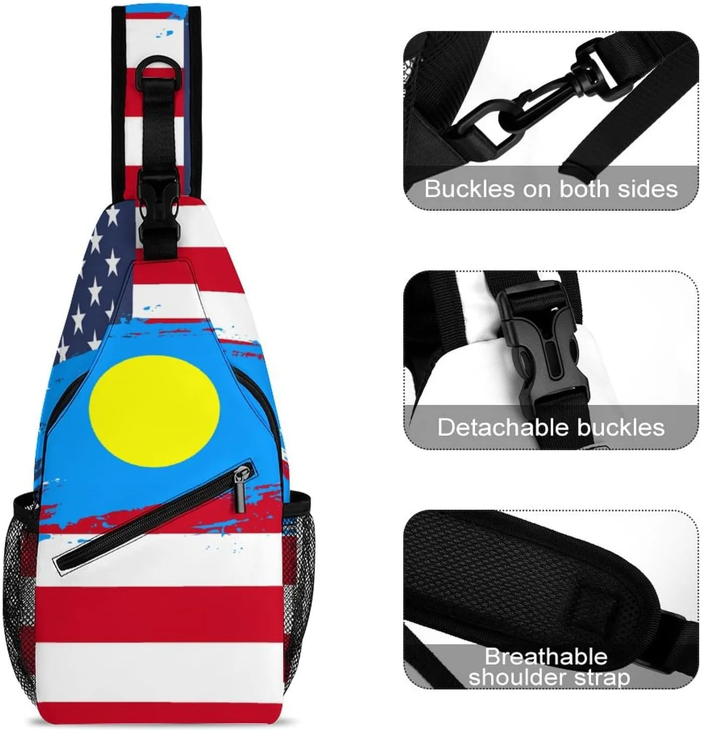 Panama Flag Hand Drawn Sling Bag Crossbody Chest Bag Shoulder Bag For Travel Hiking Cycling Camping