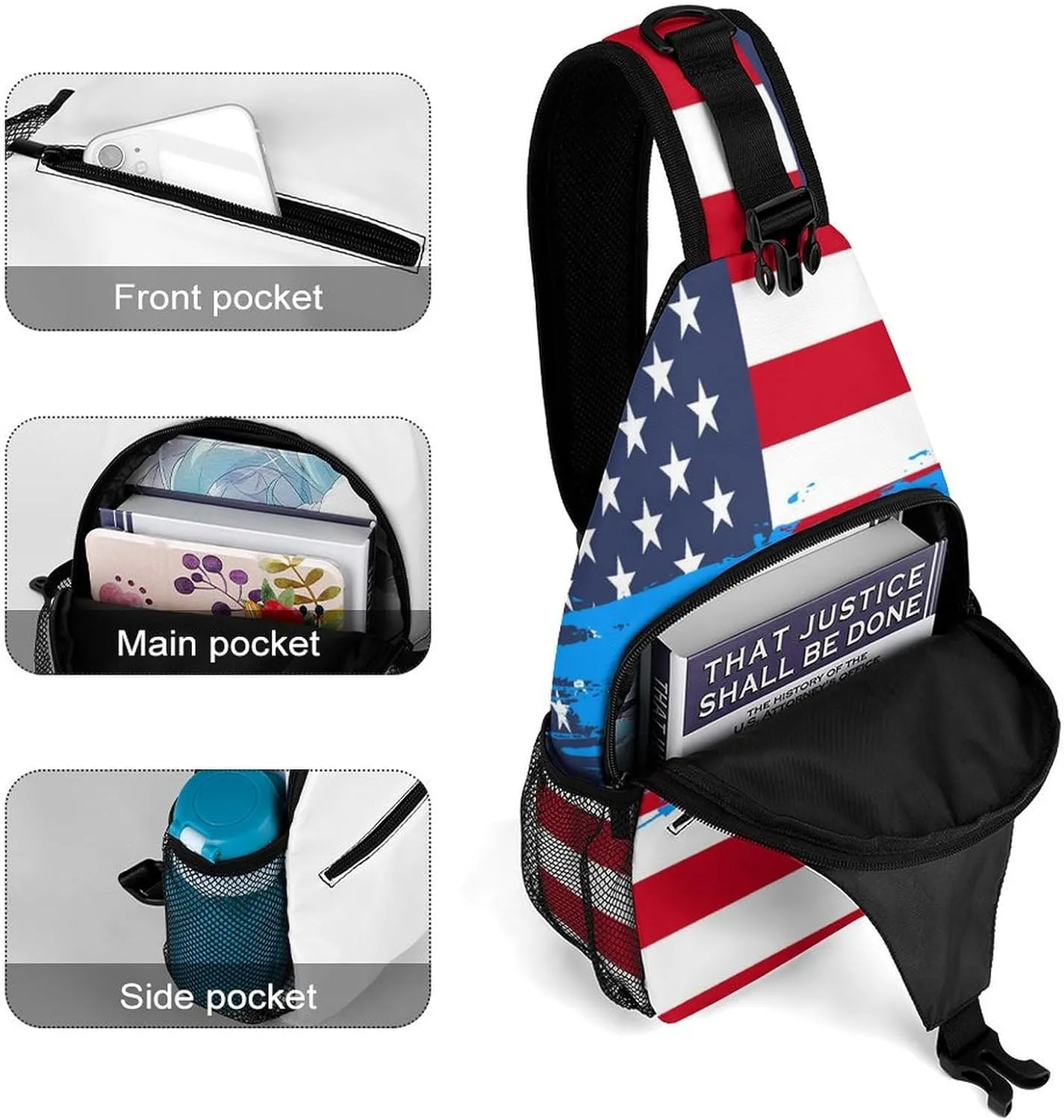 Panama Flag Hand Drawn Sling Bag Crossbody Chest Bag Shoulder Bag For Travel Hiking Cycling Camping