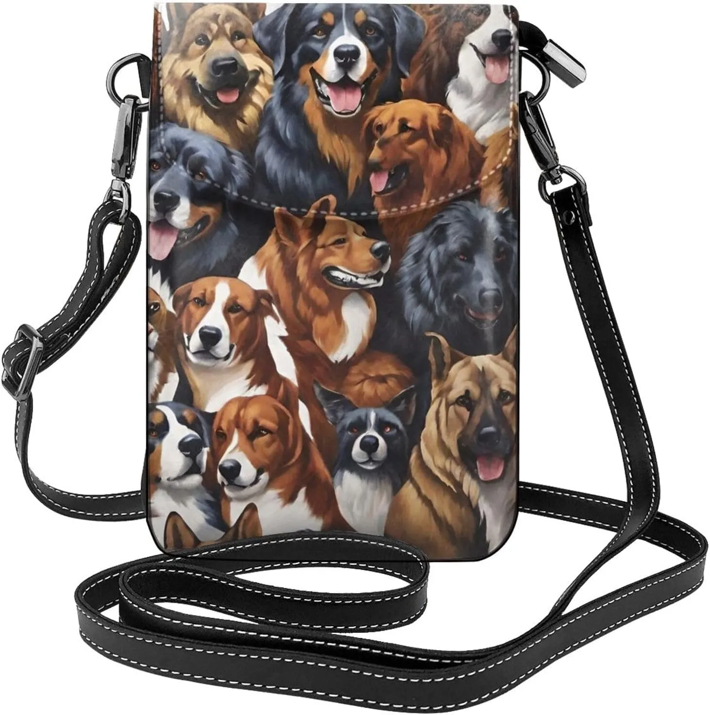 Passport, Credit Card Universal Phone Holder - Anti-Theft Waterproof Multipurpose Holder Husky Shepherd Dog Golden Hair Dog Puppy Art Wristlet Convertible Cross Body Bag