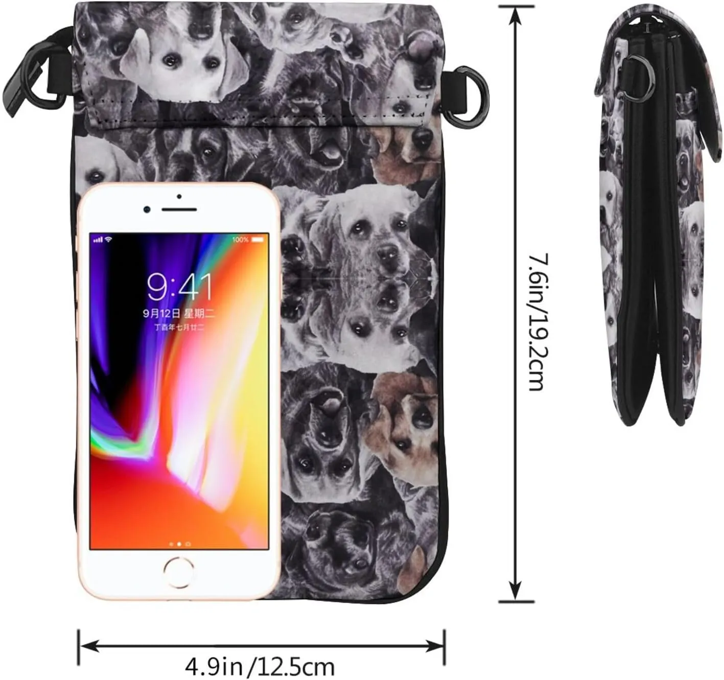 Passport, Credit Card Universal Smartphone Crossbody Bag - Anti-Theft Water Resistant Multipurpose Clutch Bag Husky Shepherd Dog Golden Hair Pianting Wristlet Convertible Cross Body Bag
