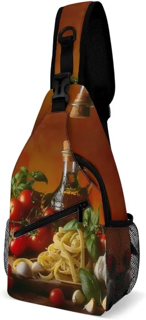 Pasta Ingredients Crossbody Sling Bag Lightweight Travel Hiking Chest Bag Daypack for Men Women