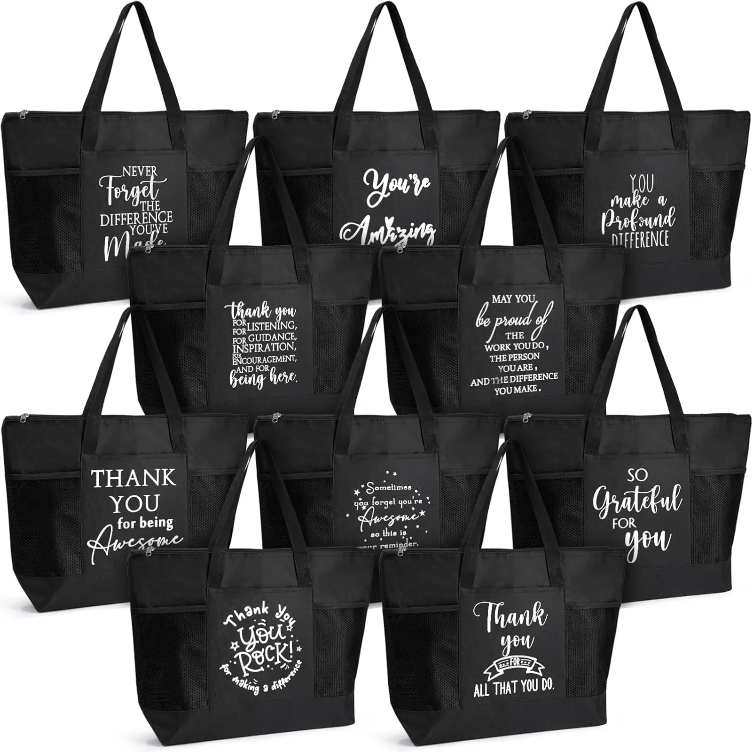 Paterr 10 Pcs Thank You Tote Bags Bulk for Women Church Mother's Day Gift Employee Appreciation for Nurse Teacher Week