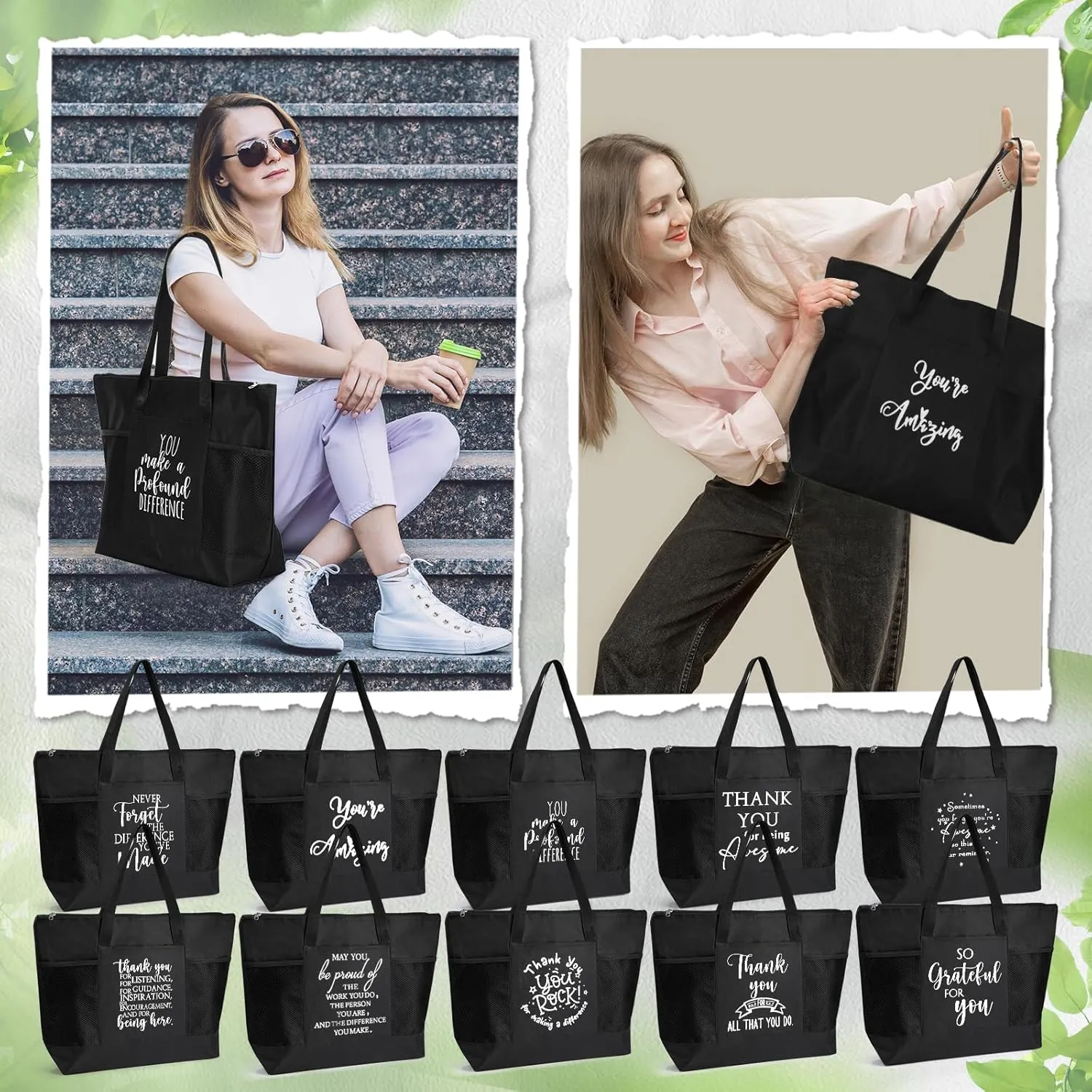 Paterr 10 Pcs Thank You Tote Bags Bulk for Women Church Mother's Day Gift Employee Appreciation for Nurse Teacher Week