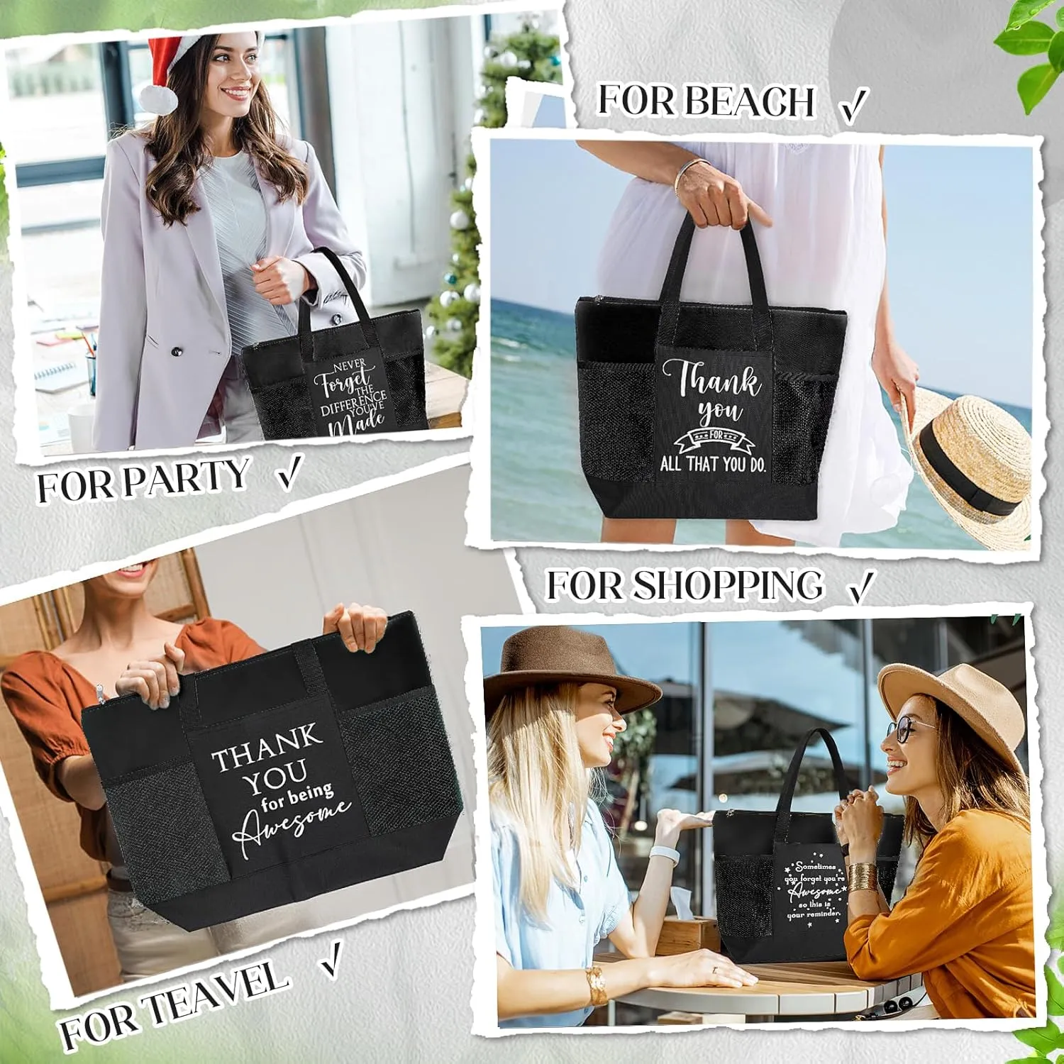 Paterr 10 Pcs Thank You Tote Bags Bulk for Women Church Mother's Day Gift Employee Appreciation for Nurse Teacher Week