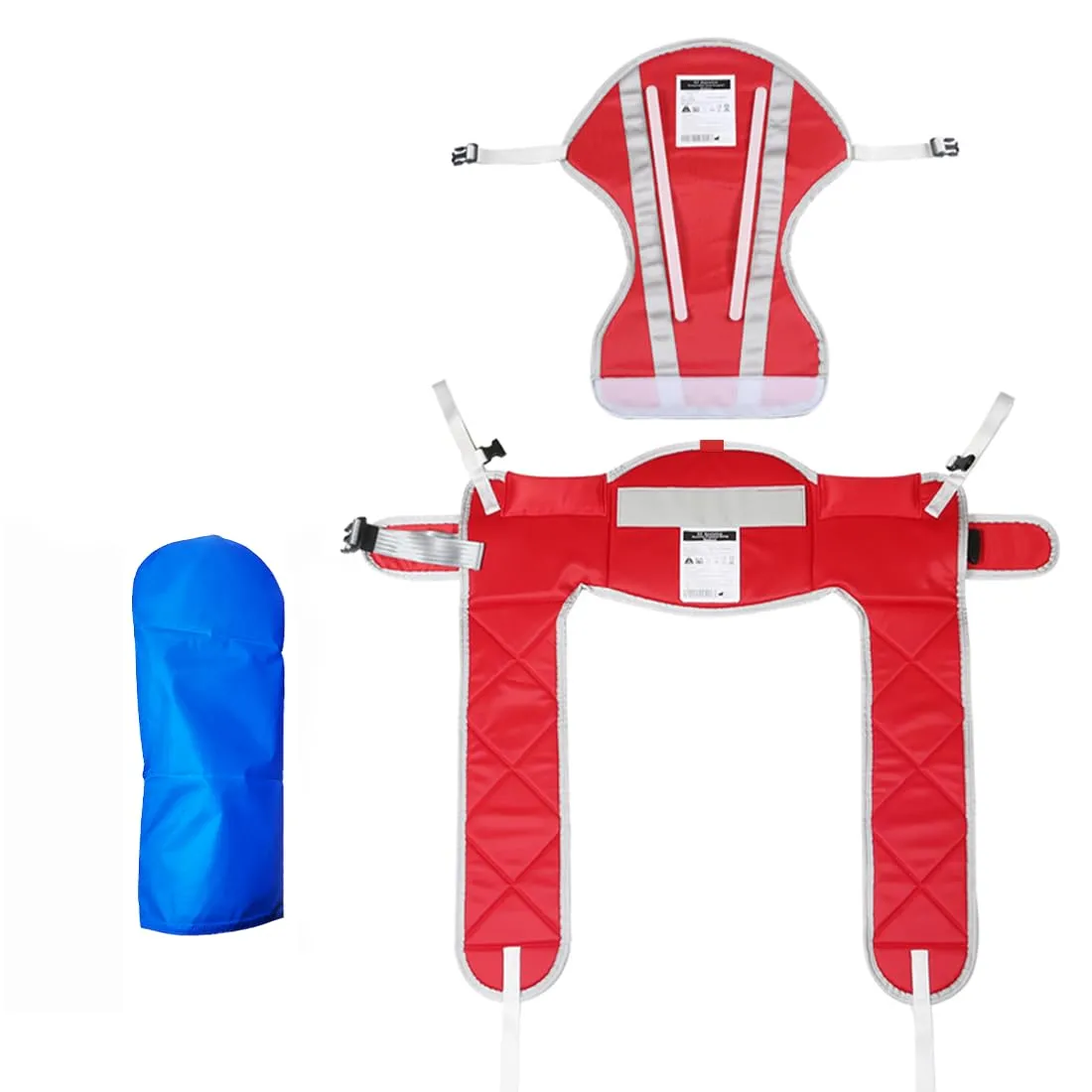 Patient Lift Sling with Thick Pads for Patient Lift,Shower,Toilet - Includes Waist Belt with Buckle - Head Support Option Available (Red, Large,with Head Support,with 1pc Slide Glove)