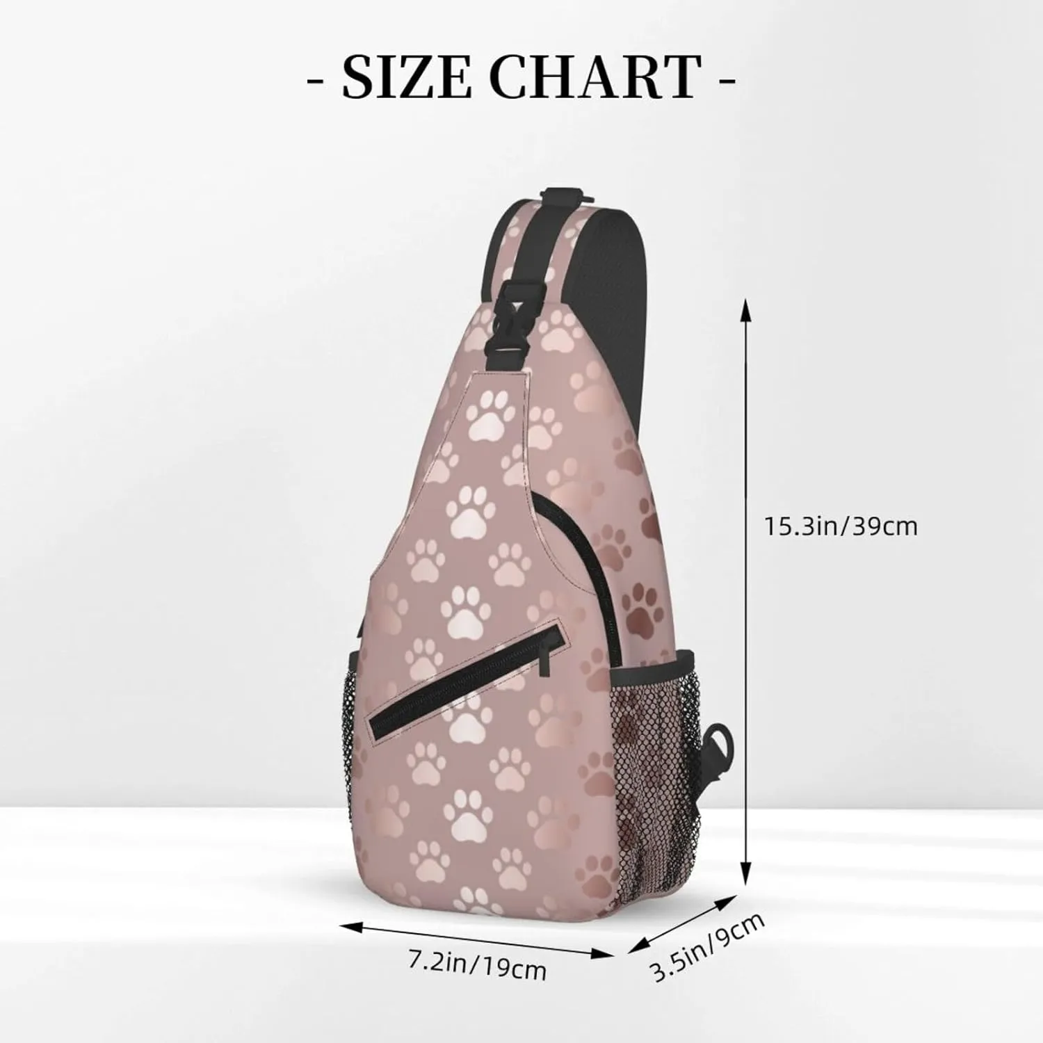 Paw Print Sling Bag for Women Men Rose Gold Dog or Cat Paw Pet Prints Cute Puppy Footprint Crossbody Chest Shoulder Bag Animal Pet Claws Backpack Casual Gym Sports Travel Hiking Daypack