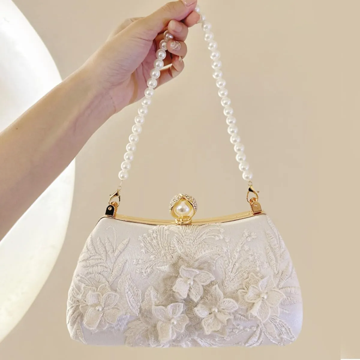 Pearl Embroidery Bag Formal Clutch Purses for Women Evening Vintage Chinese Purse Evening Bags and Clutches