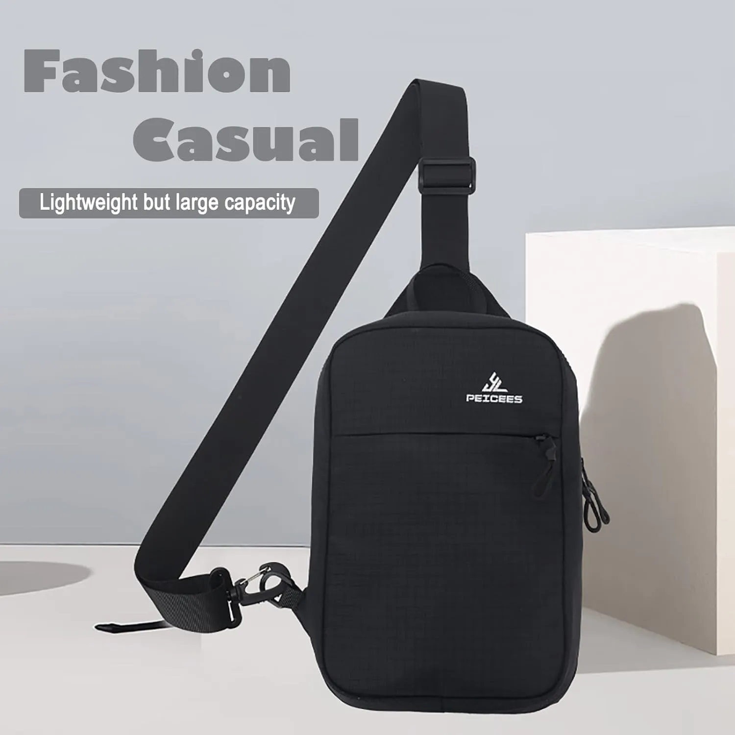 Peicees Small Sling Bag for Women Men Trendy Casual Phone Chest Bag Waterproof Crossbody Daypack