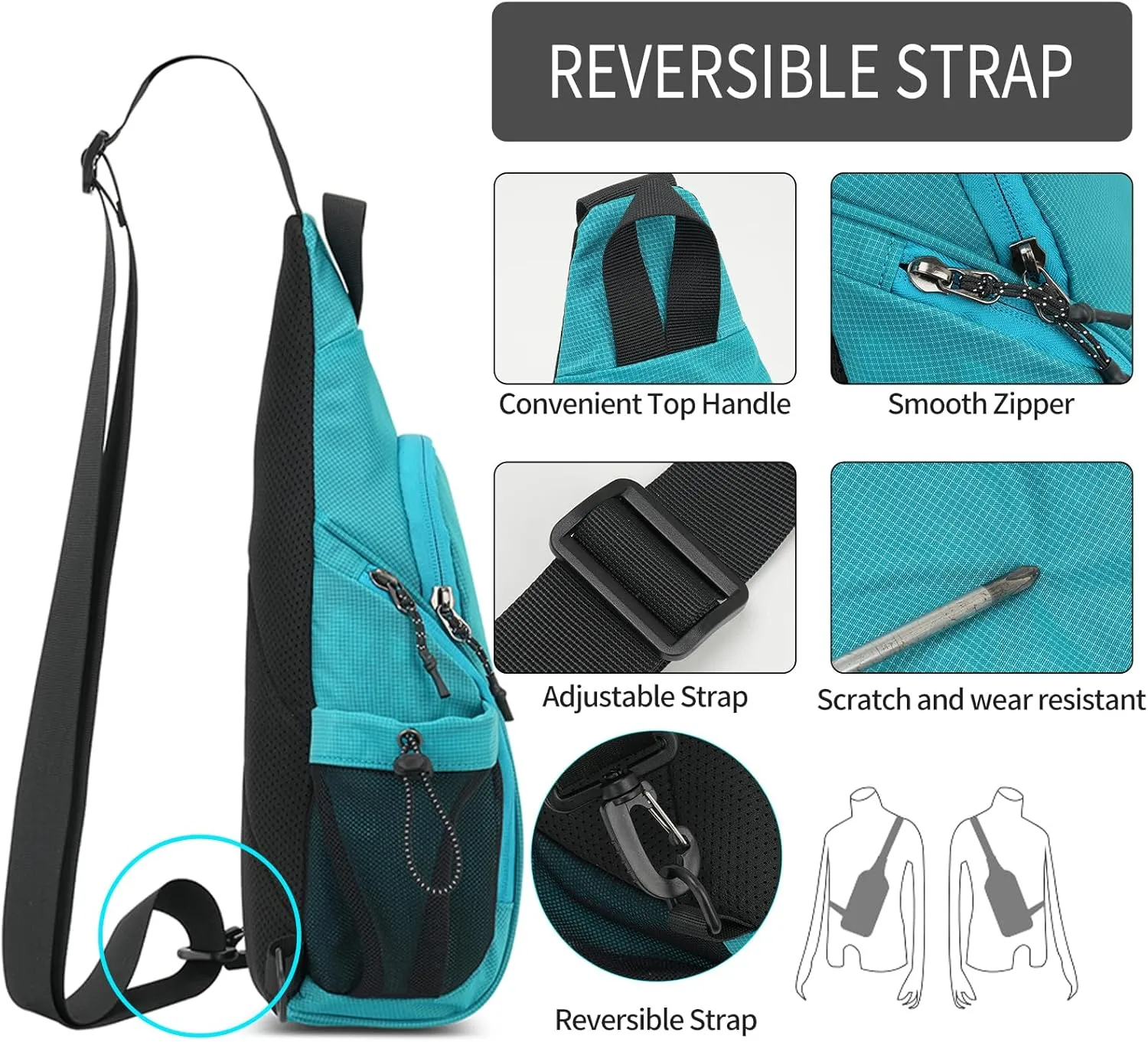 Peicees Small Sling Bag with 2 Bottle Holders, Sling Backpack Crossbody Bag Chest Daypack for Daily Use Travel, Bottle Not Included, Orange