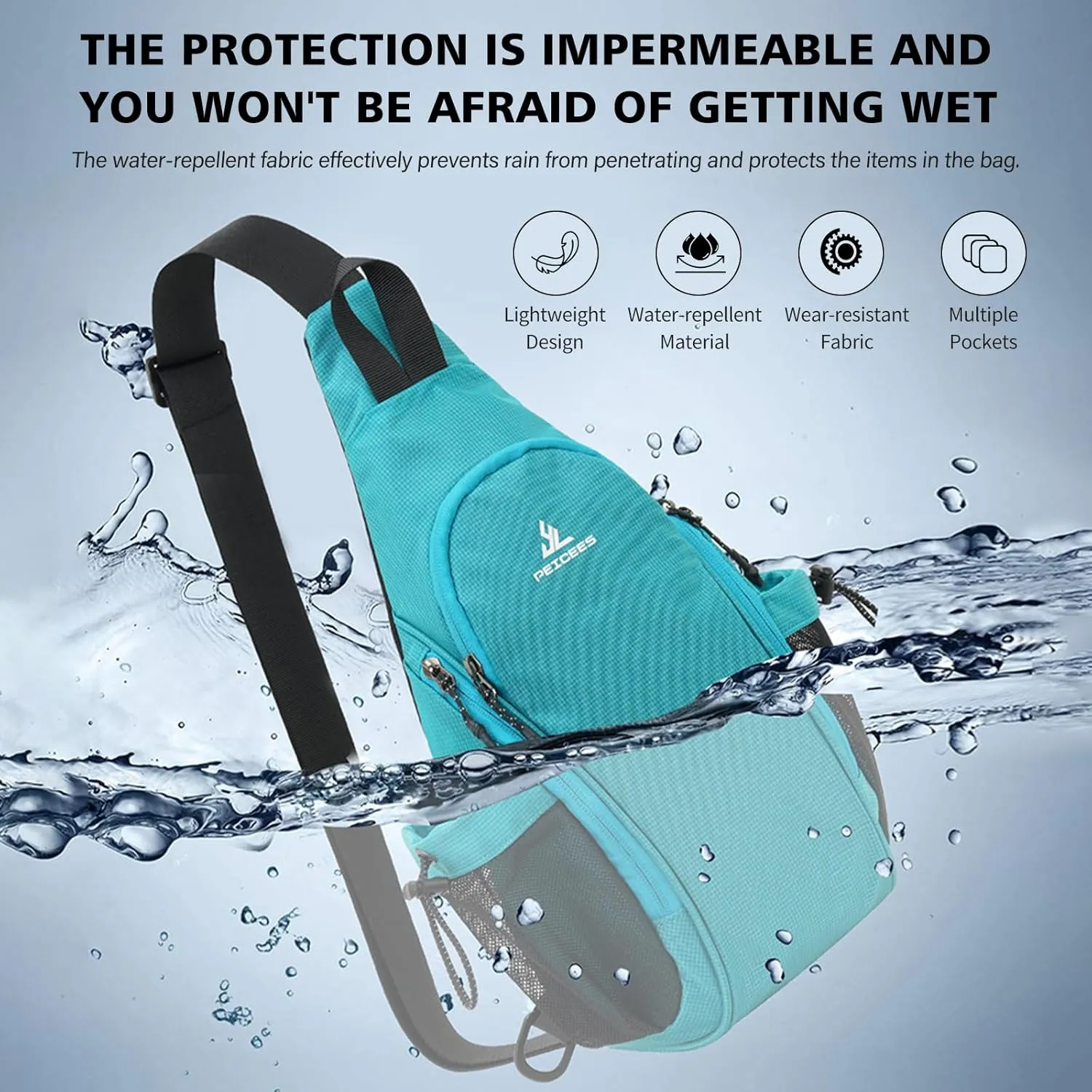 Peicees Small Sling Bag with 2 Bottle Holders, Sling Backpack Crossbody Bag Chest Daypack for Daily Use Travel, Bottle Not Included, Orange