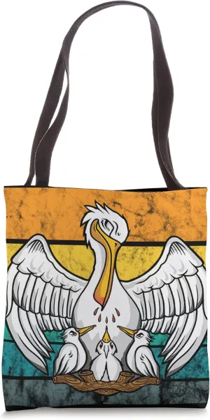 Pelican Bird Vintage Retro Pelican Chick Hatch Tropical Bird Tote Bag