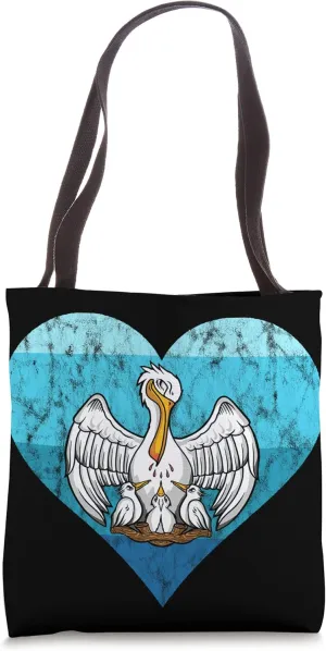 Pelican Chicks Hatch Retro Vintage Heart Tropical Bird Tote Bag