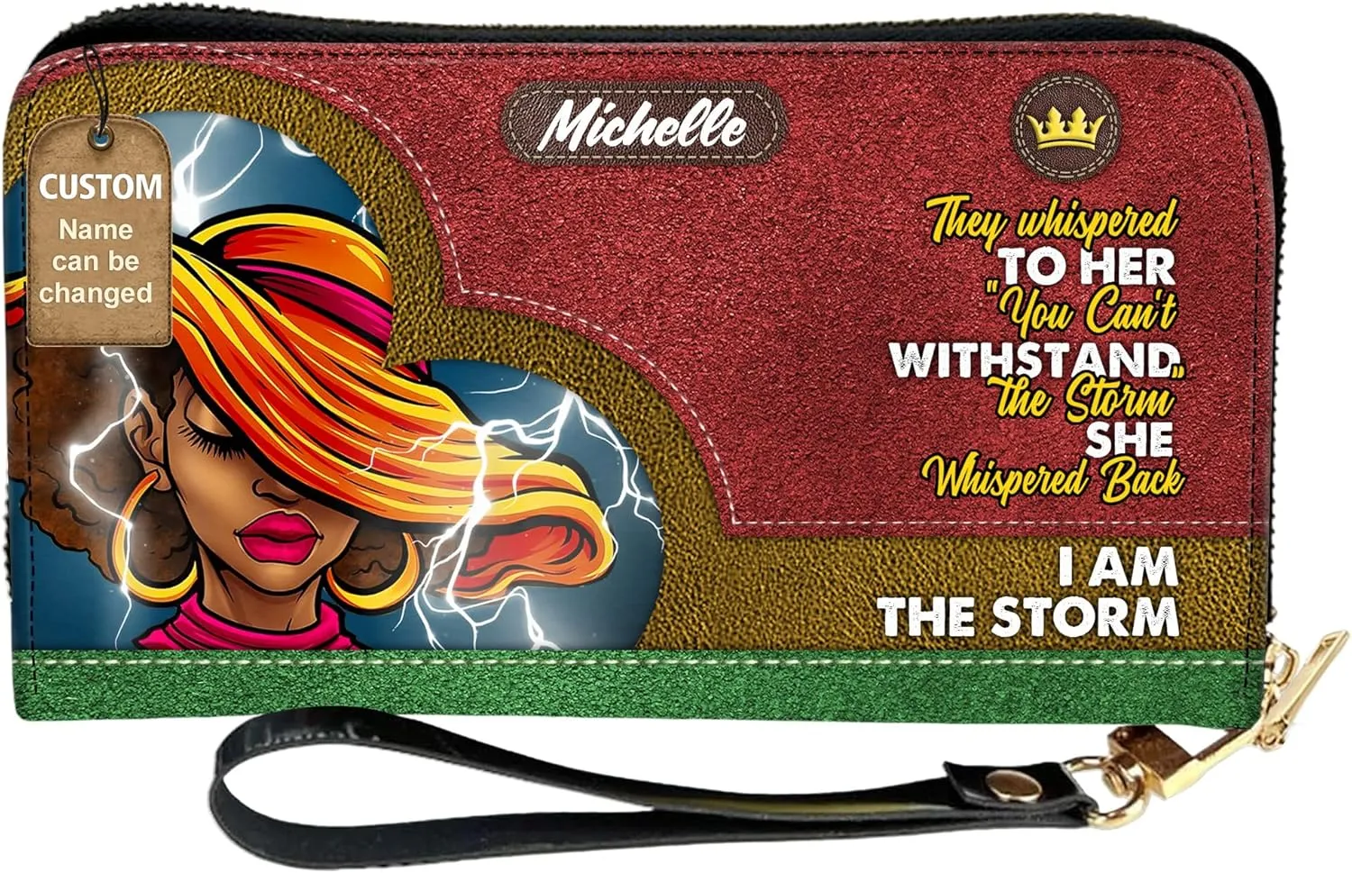 Personalized Wallet for Women – African American Art-Inspired Leather Clutch – A Thoughtful Gift Celebrating Black Women and Their Heritage