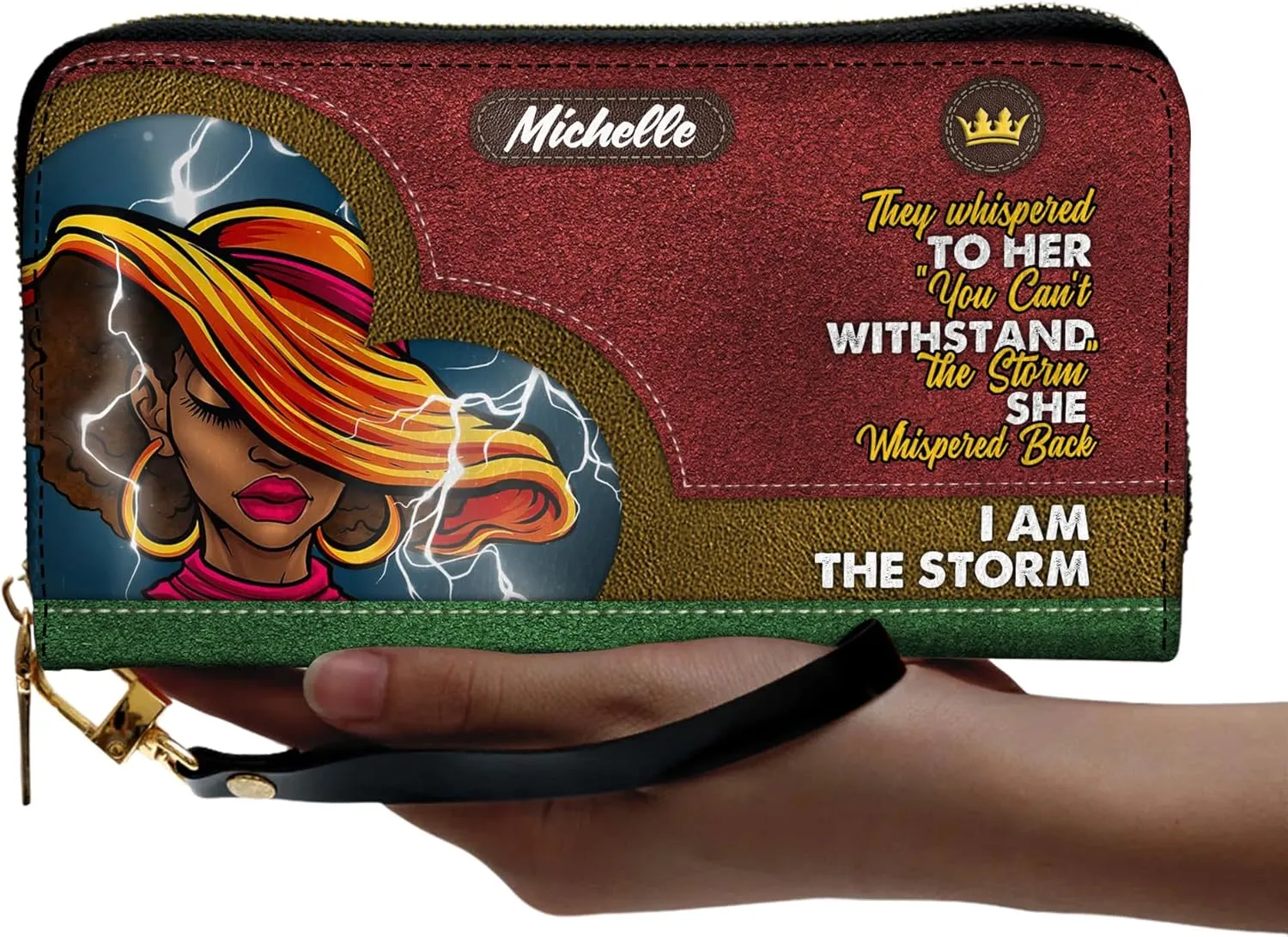 Personalized Wallet for Women – African American Art-Inspired Leather Clutch – A Thoughtful Gift Celebrating Black Women and Their Heritage