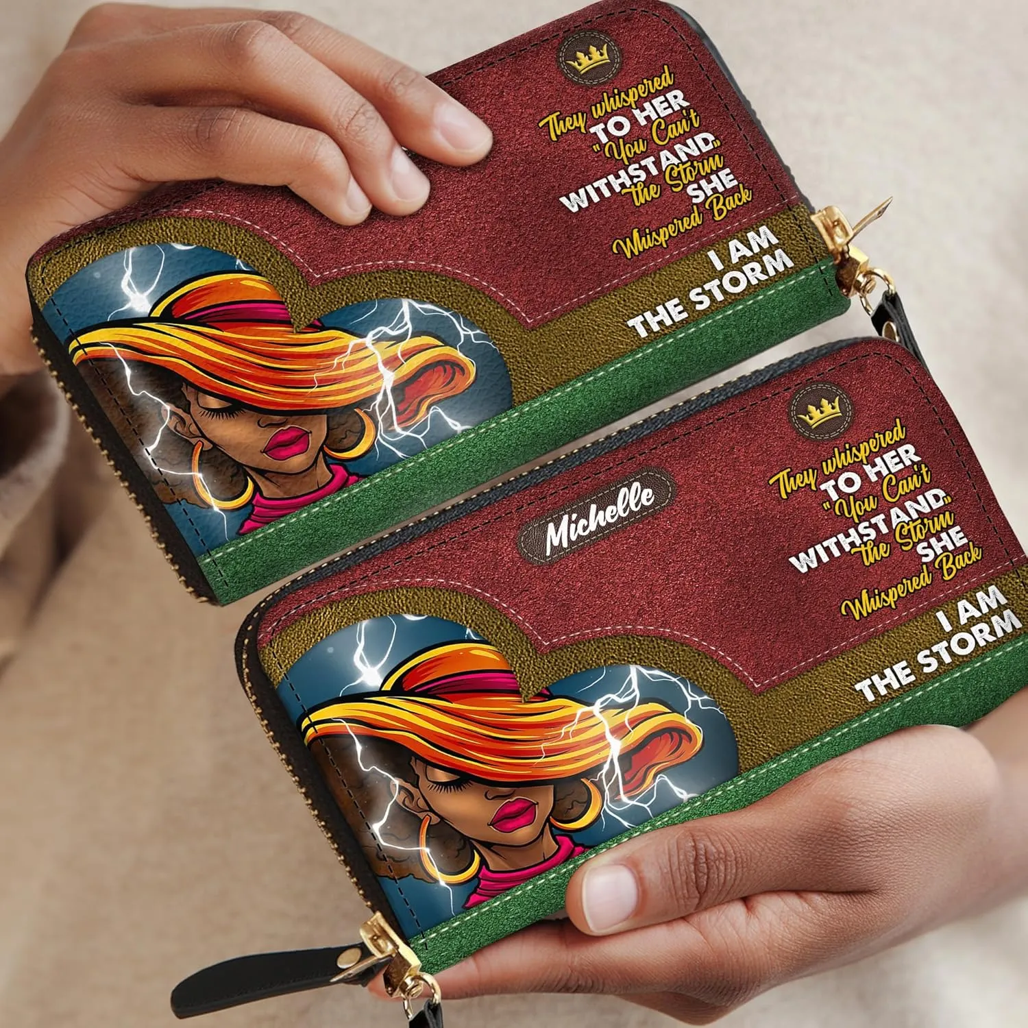 Personalized Wallet for Women – African American Art-Inspired Leather Clutch – A Thoughtful Gift Celebrating Black Women and Their Heritage