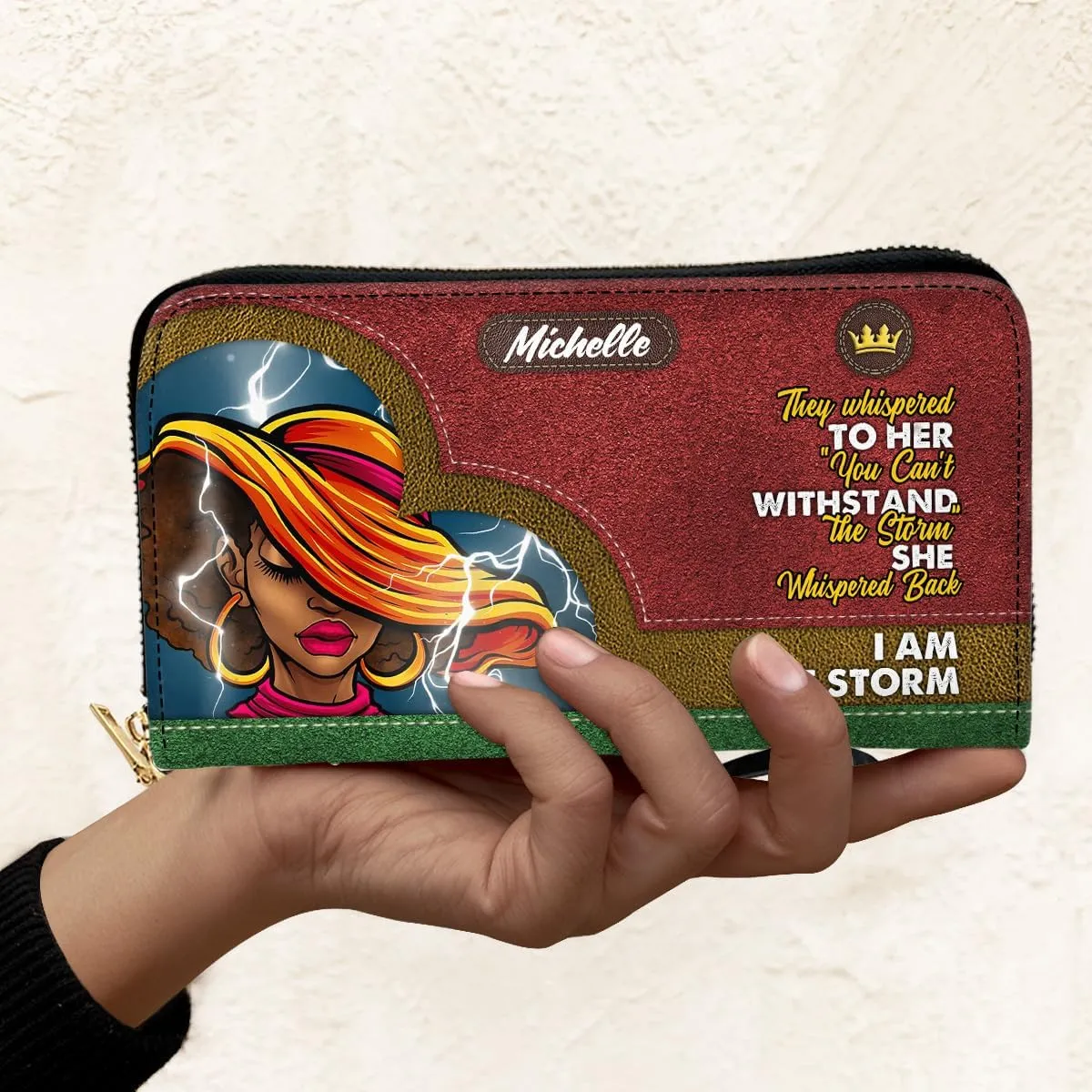 Personalized Wallet for Women – African American Art-Inspired Leather Clutch – A Thoughtful Gift Celebrating Black Women and Their Heritage