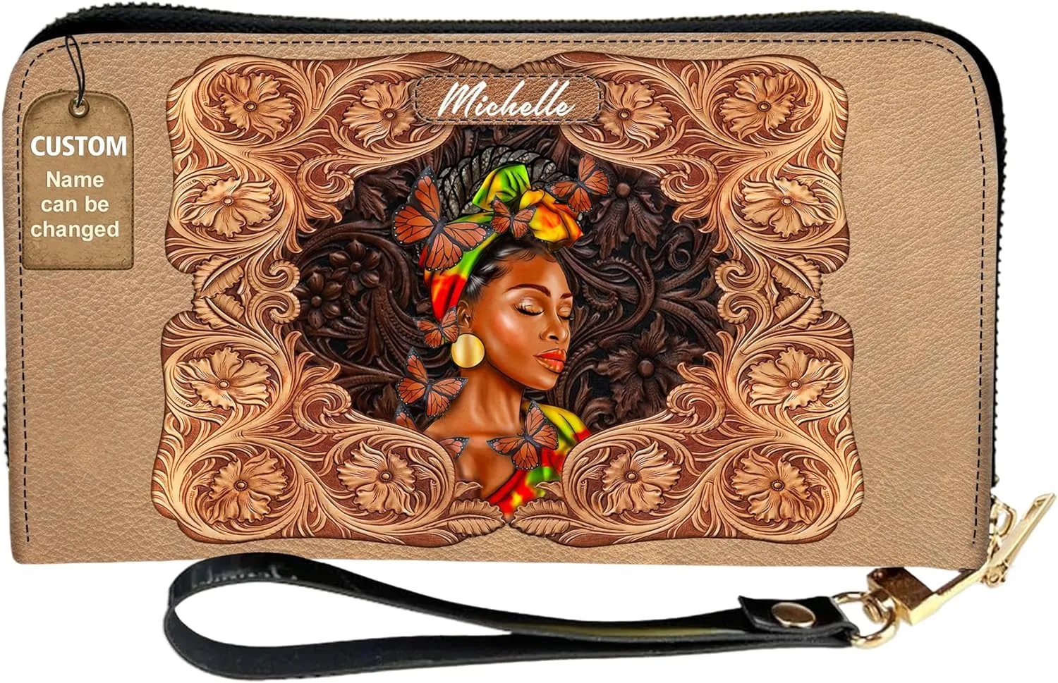 Personalized Wallet for Women – Stylish African Queen Leather Clutch – Mother’s Day Gift for Black Women Celebrating African American Culture and Heritage