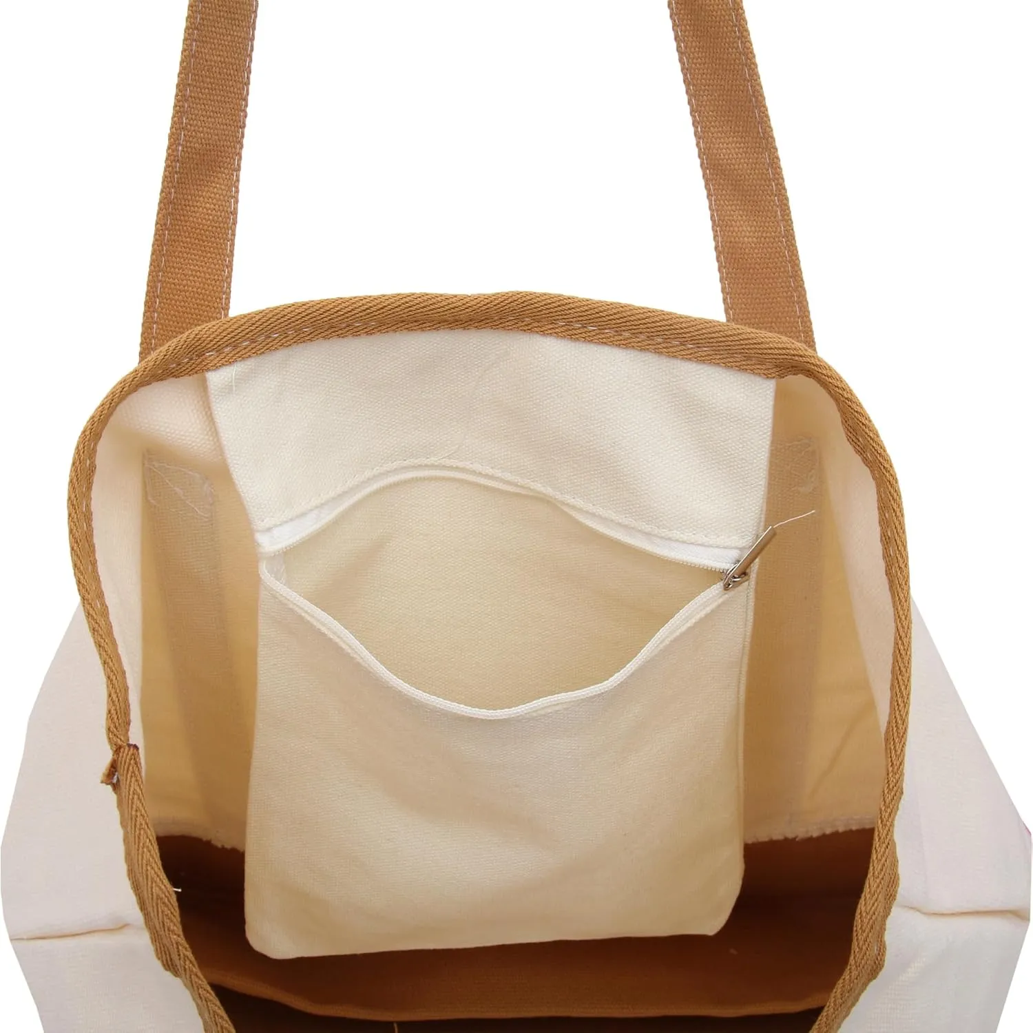 Personalized with Embroidery ThreadArt Large 100% Cotton Natural Canvas Tote Bag with Tan Handles - 18.5"x11.5"x5.5" - 14 oz Canvas - for Women, Shopping, Beach, Getaways, Gifts