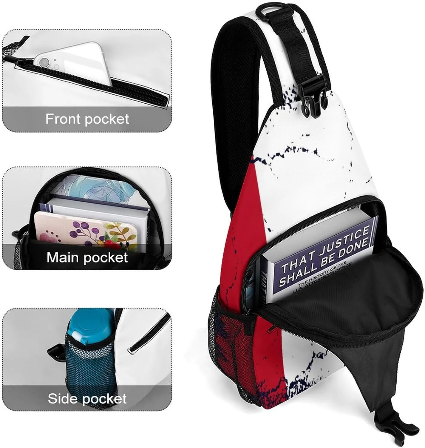 Philippines Flag Grunge Design Sling Bag Crossbody Chest Bag Shoulder Bag For Travel Hiking Cycling Camping