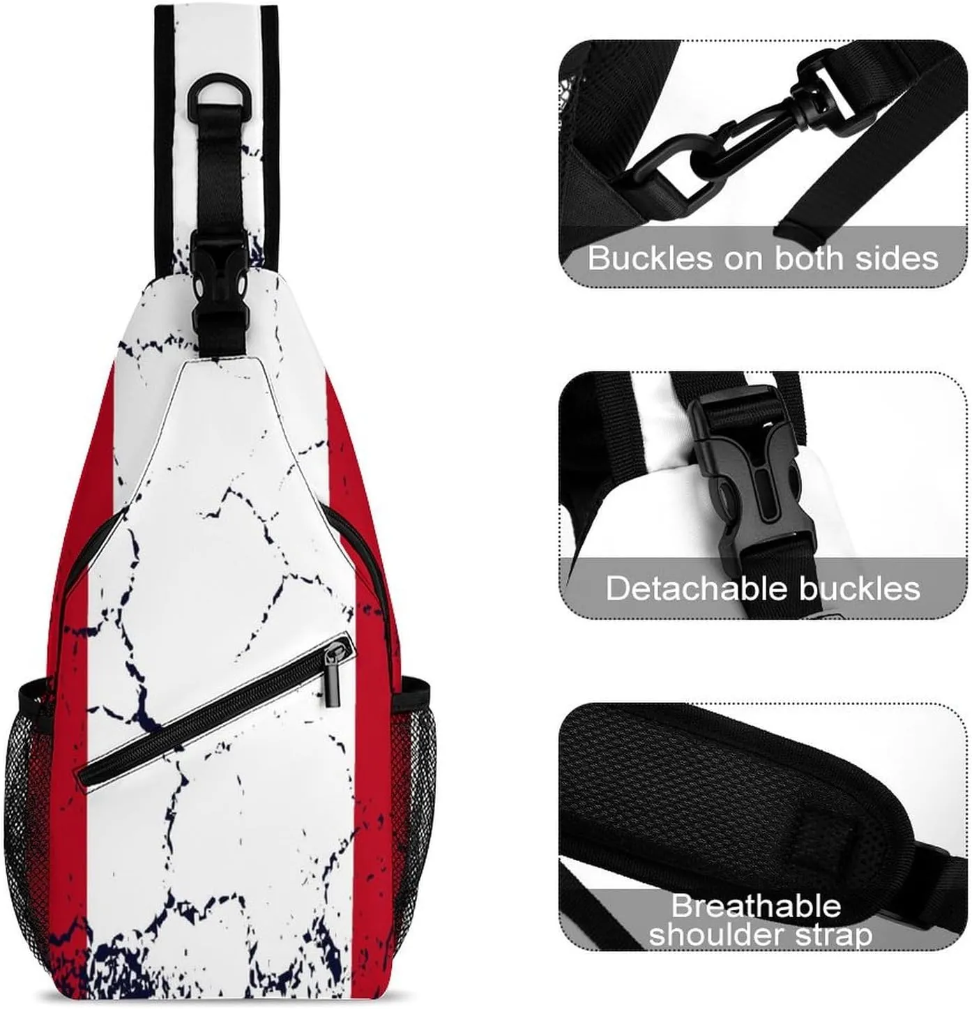Philippines Flag Grunge Design Sling Bag Crossbody Chest Bag Shoulder Bag For Travel Hiking Cycling Camping