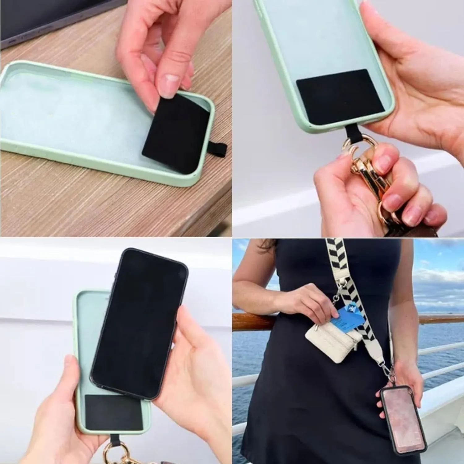 Phone Strap with Zippered Pouch, Clip and Go Strap for Phone with Wallet Crossbody, Crossbody Phone Strap