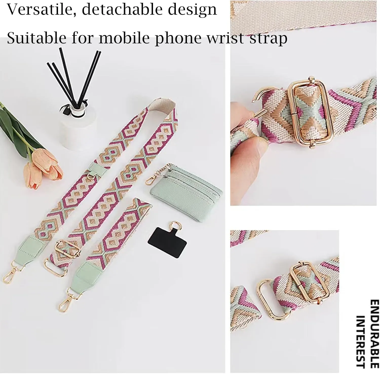 Phone Strap with Zippered Pouch, Clip and Go Strap for Phone with Wallet Crossbody, Crossbody Phone Strap