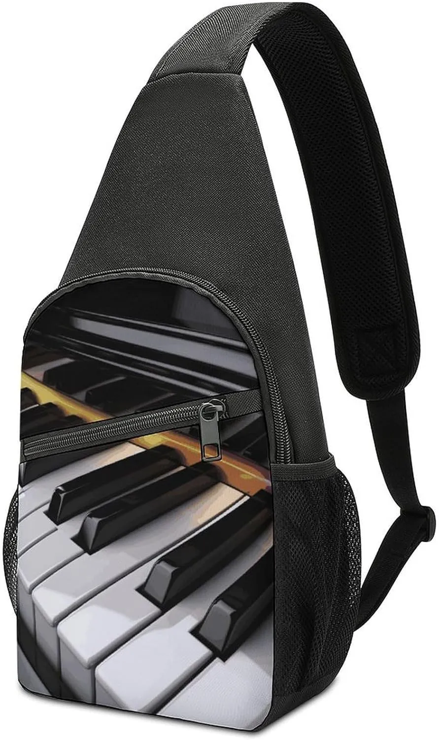 Piano Key Sling Bag Travel Sling Backpack Man Purse for Men Hiking Crossbody Bags Chest Bag Shoulder Chest Pack