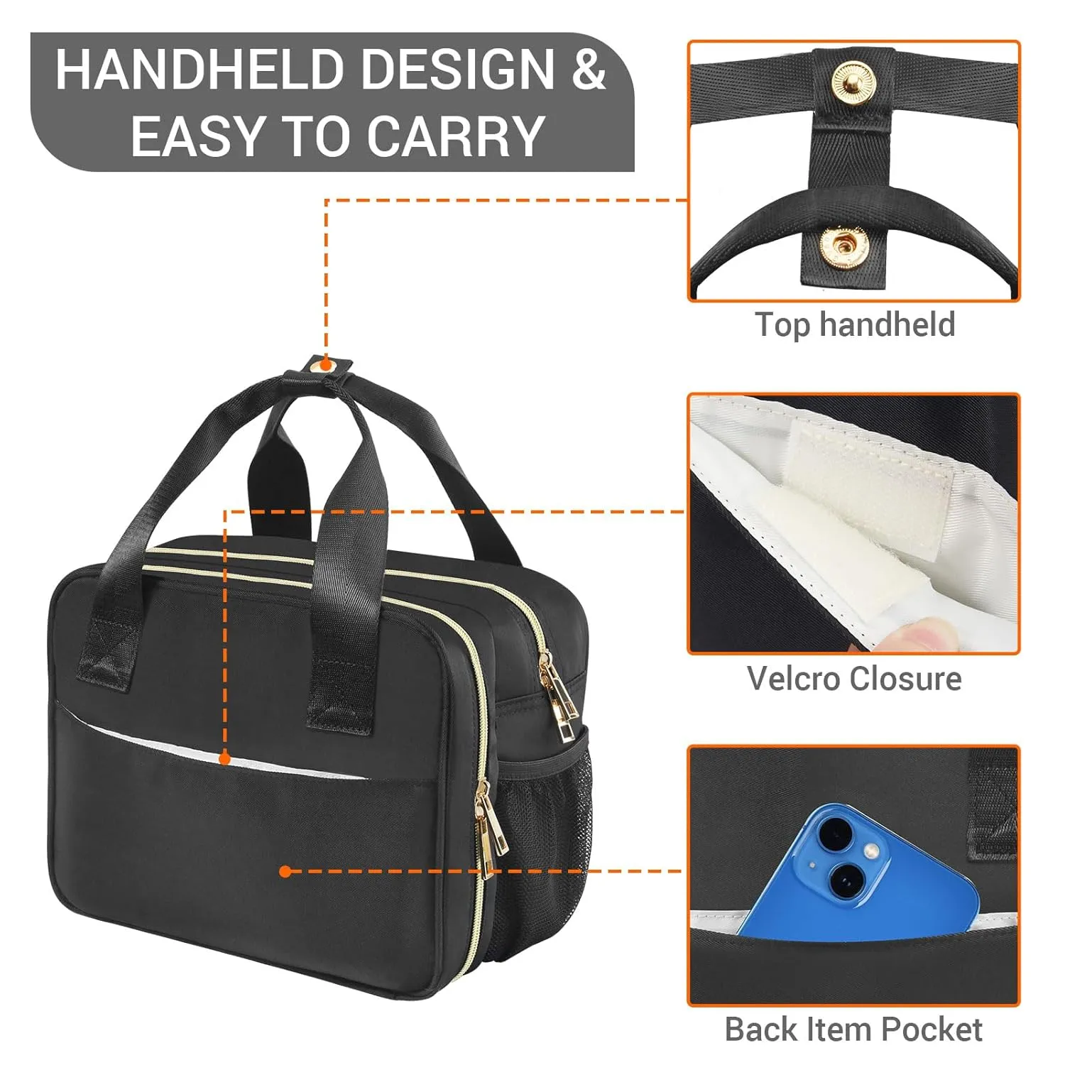 PIIOSER Breastmilk Cooler Bag with Ice Pack, Compatible with Wearable Breast Pumps & Accessories - Portable Pumps Carrying Case for Nursing & Working Moms, Black