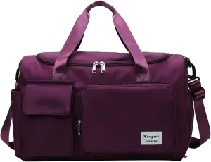 Pink Gym Bag with Shoes Compartment,28L Travel Duffel Bags,Waterproof Overnight Bag for Yoga Workout Travel Sports