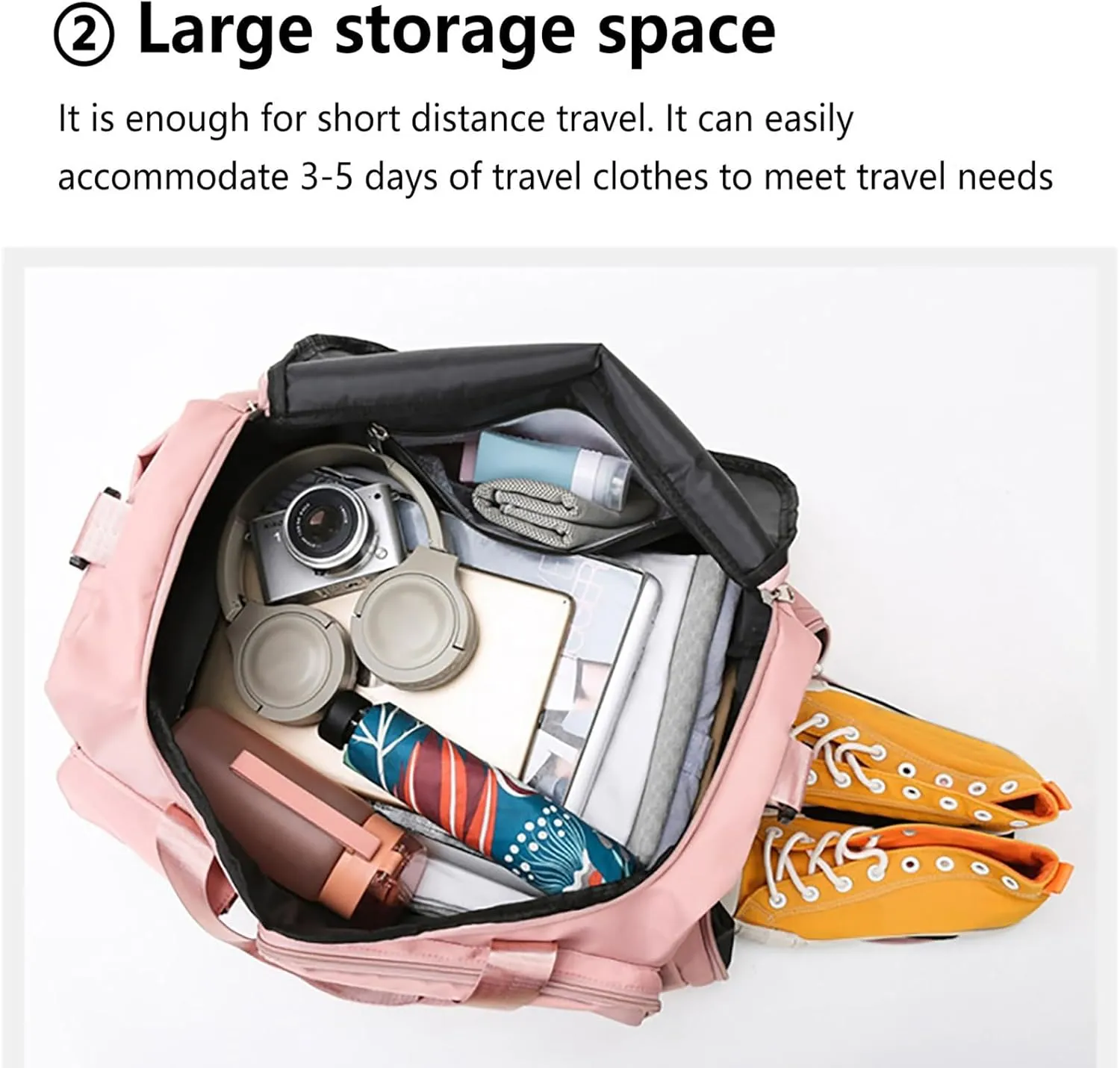 Pink Gym Bag with Shoes Compartment,28L Travel Duffel Bags,Waterproof Overnight Bag for Yoga Workout Travel Sports