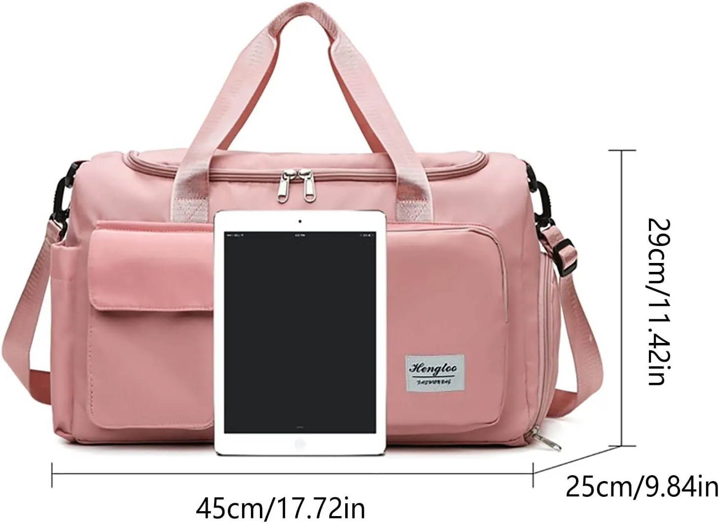Pink Gym Bag with Shoes Compartment,28L Travel Duffel Bags,Waterproof Overnight Bag for Yoga Workout Travel Sports
